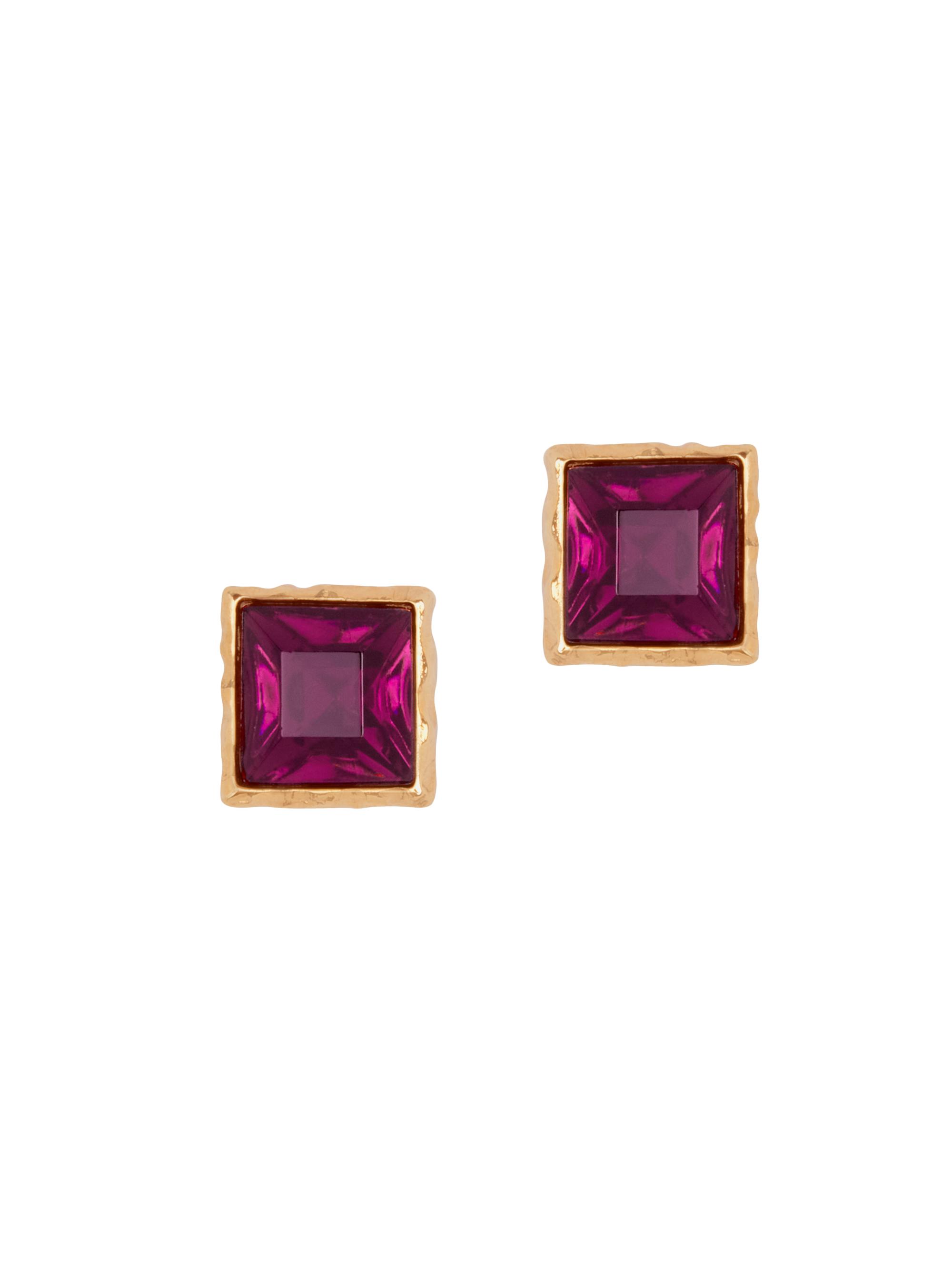 Oscar de la Renta Women's Goldtone & Glass Crystal Square Stud Earrings - Amethyst