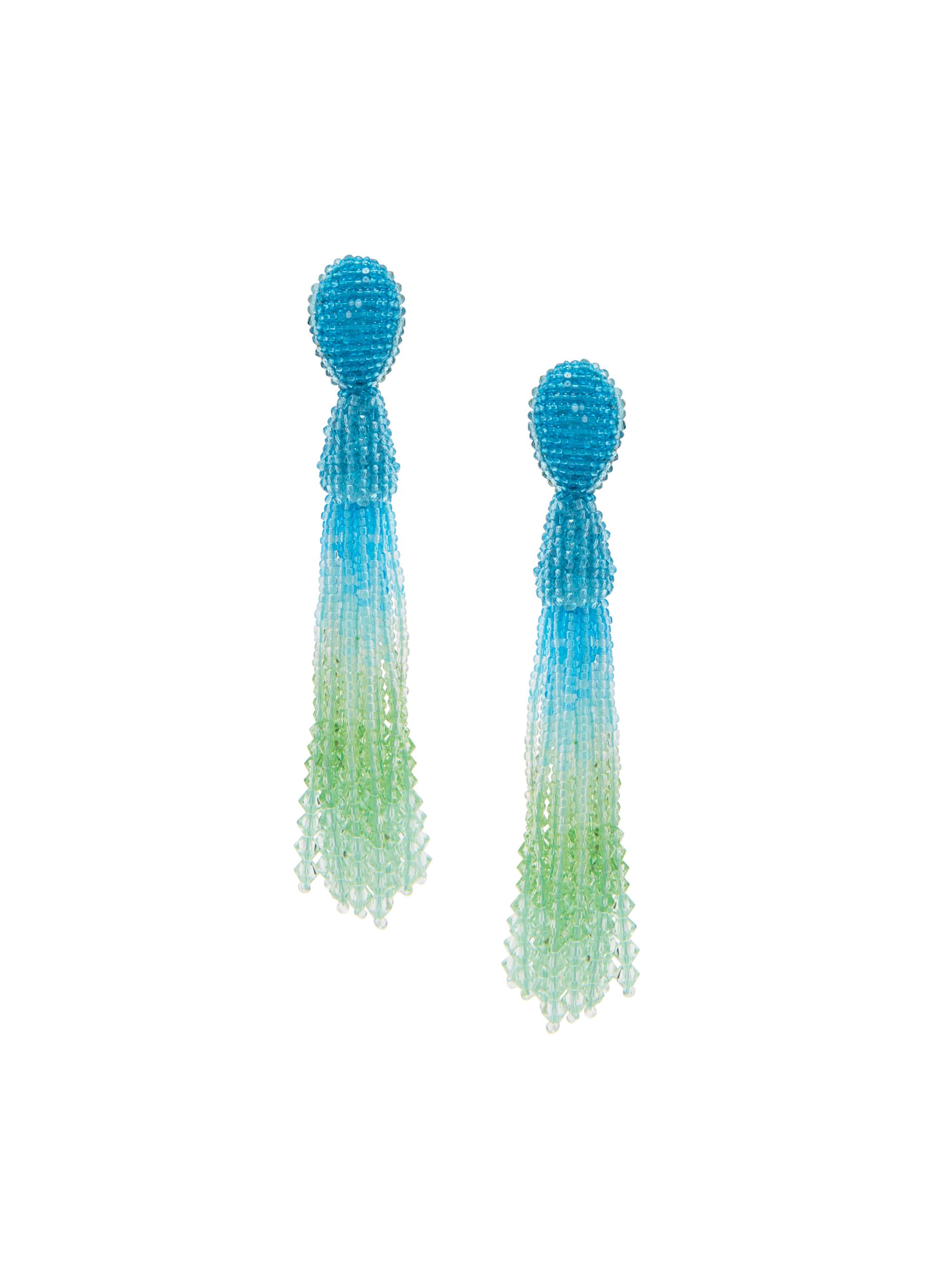 Oscar de la Renta Women's Ombré Beaded Tassel Earrings - Blue