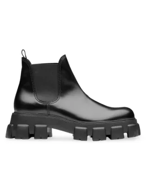 Shop Prada Monolith Brushed Leather Chelsea Boots | Saks Fifth Avenue