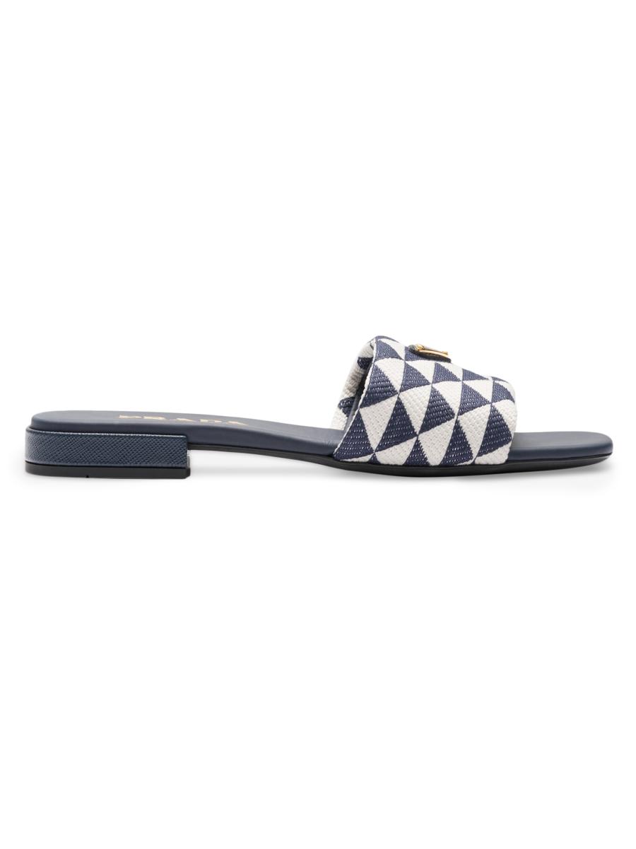 スリッポン PRADA EMBROIDERED FABRIC SLIPPERS Prada Embroidered Fabric Slides | Saks Fifth Avenue