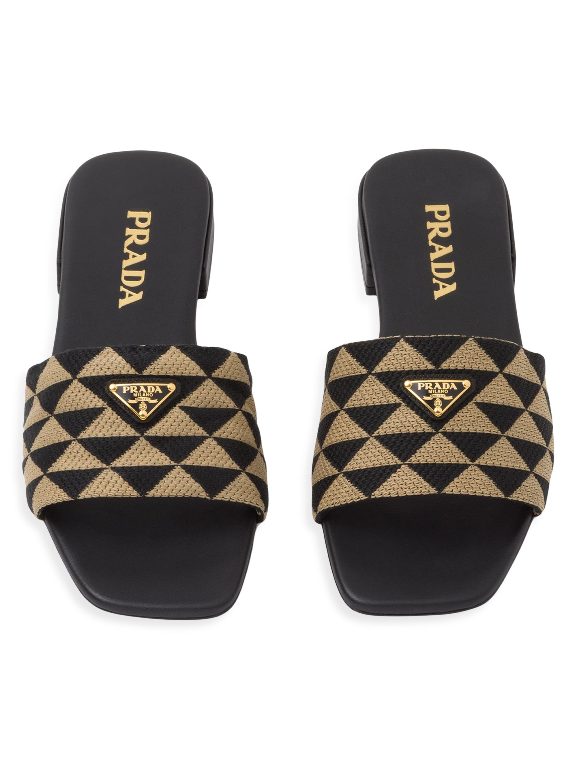 Prada Embroidered Fabric Slides | Saks Fifth Avenue