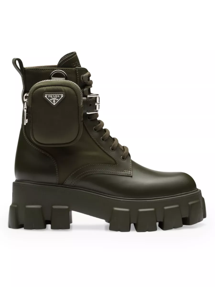 Shop Prada Monolith Leather and Re-Nylon Boots with Pouch Shop Prada Monolith Leather and Re-Nylon Boots with Pouch
