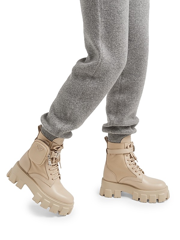 Shop Prada Monolith Leather and Re-Nylon Boots with Pouch Shop Prada Monolith Leather and Re-Nylon Boots with Pouch