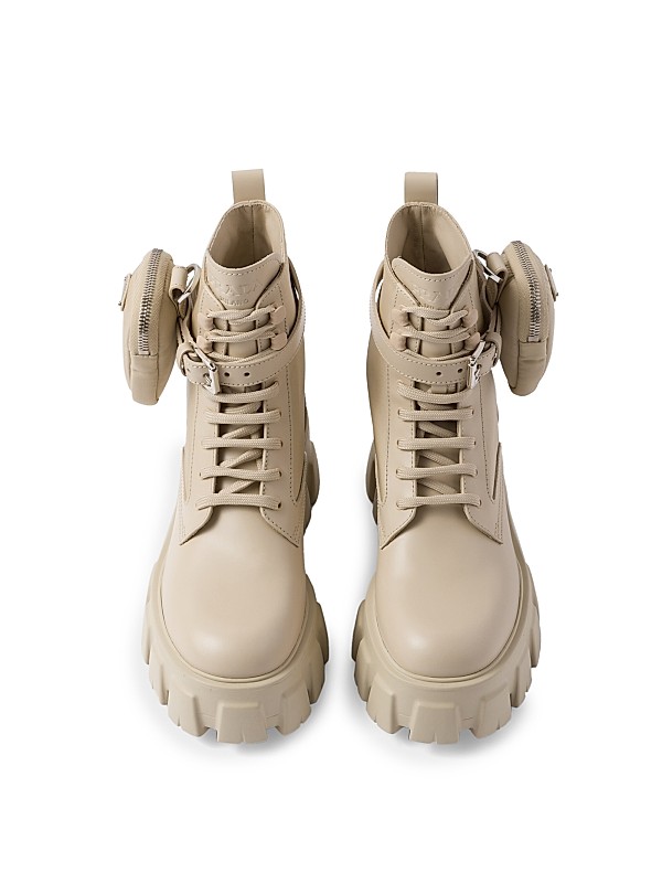 Shop Prada Monolith Leather and Re-Nylon Boots with Pouch Shop Prada Monolith Leather and Re-Nylon Boots with Pouch