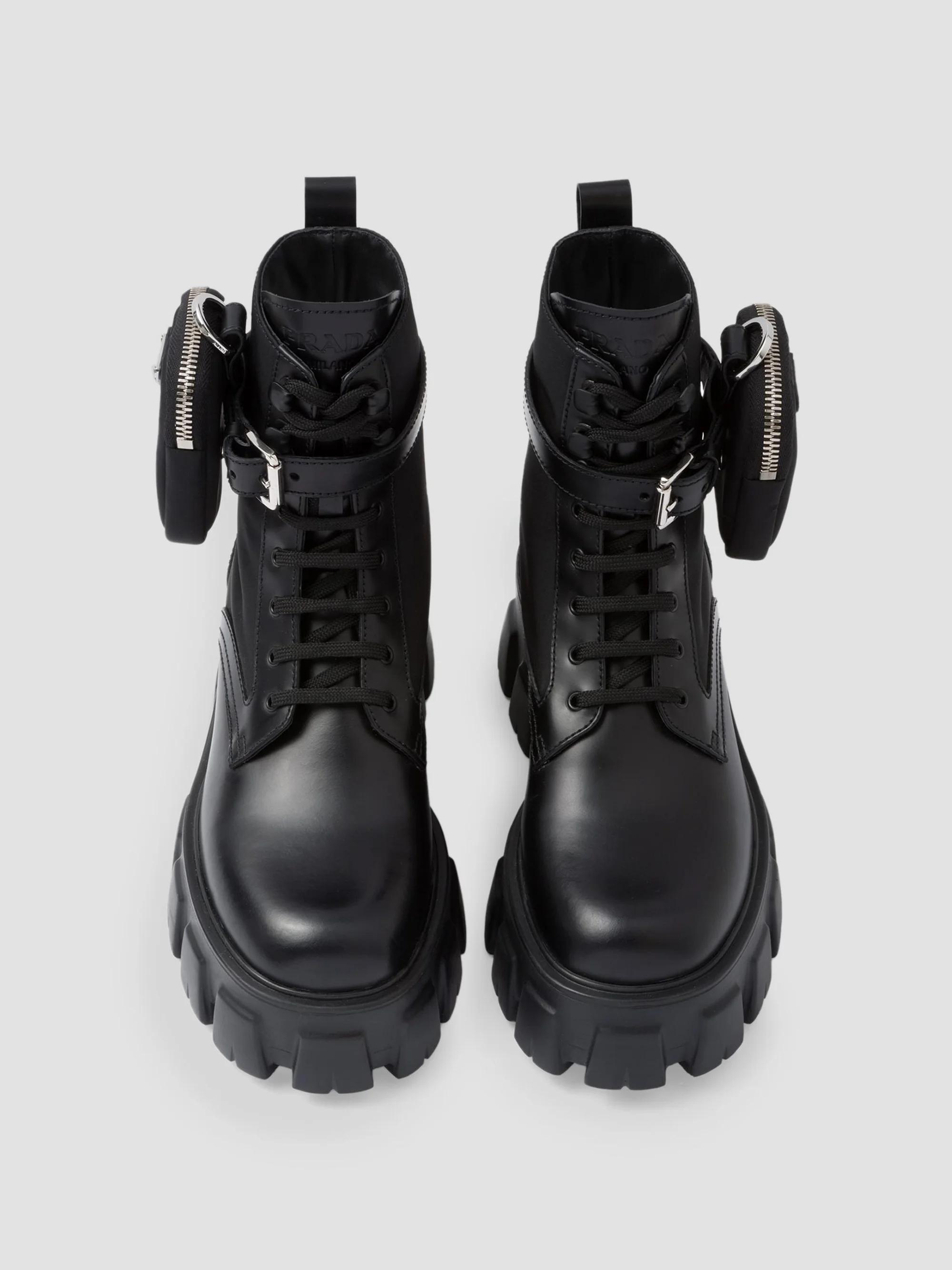 Prada Monolith Leather and Re-Nylon Boots with Pouch | Saks Fifth
