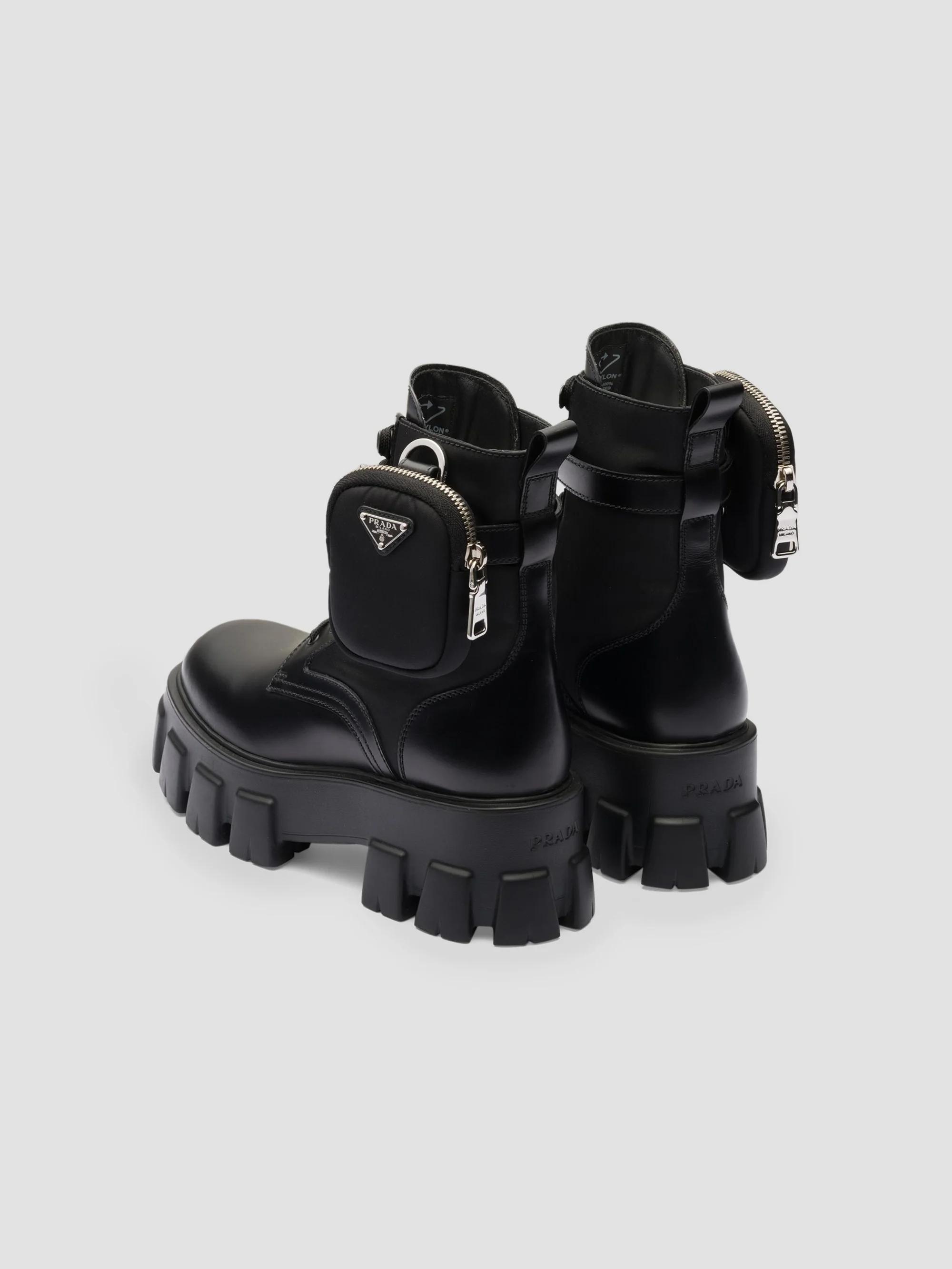 Prada Monolith Leather and Re-Nylon Boots with Pouch | Saks Fifth
