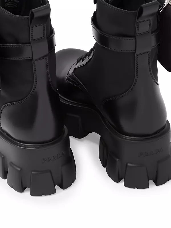 Monolith Leather and Re-Nylon Boots with Pouch