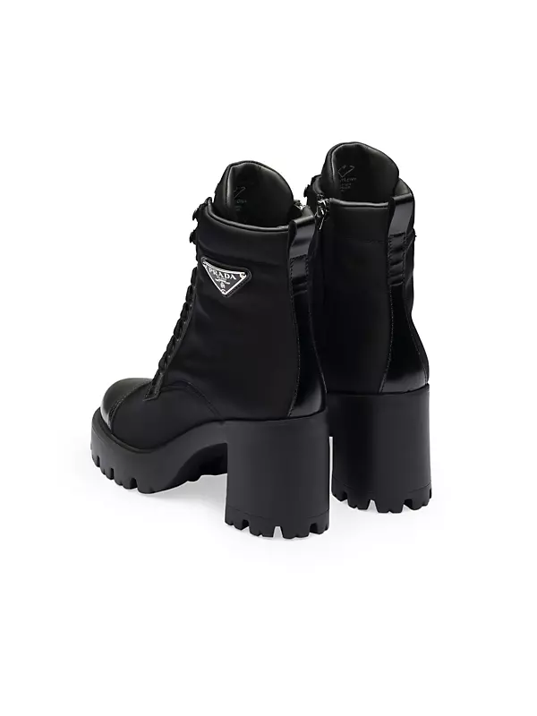 Re-Nylon and Leather Booties