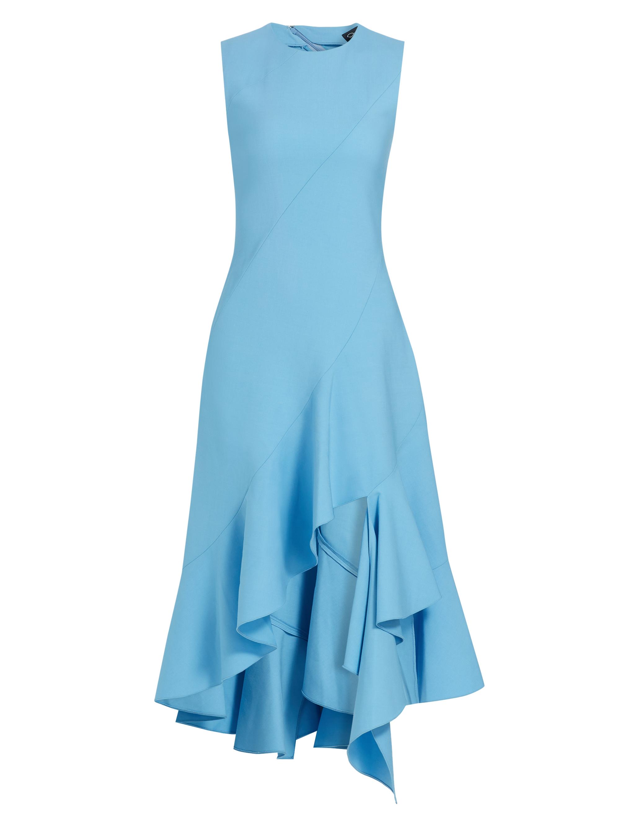 Oscar de la Renta Women's Ruffled Stretch-Wool Midi-Dress - Pastel Blue