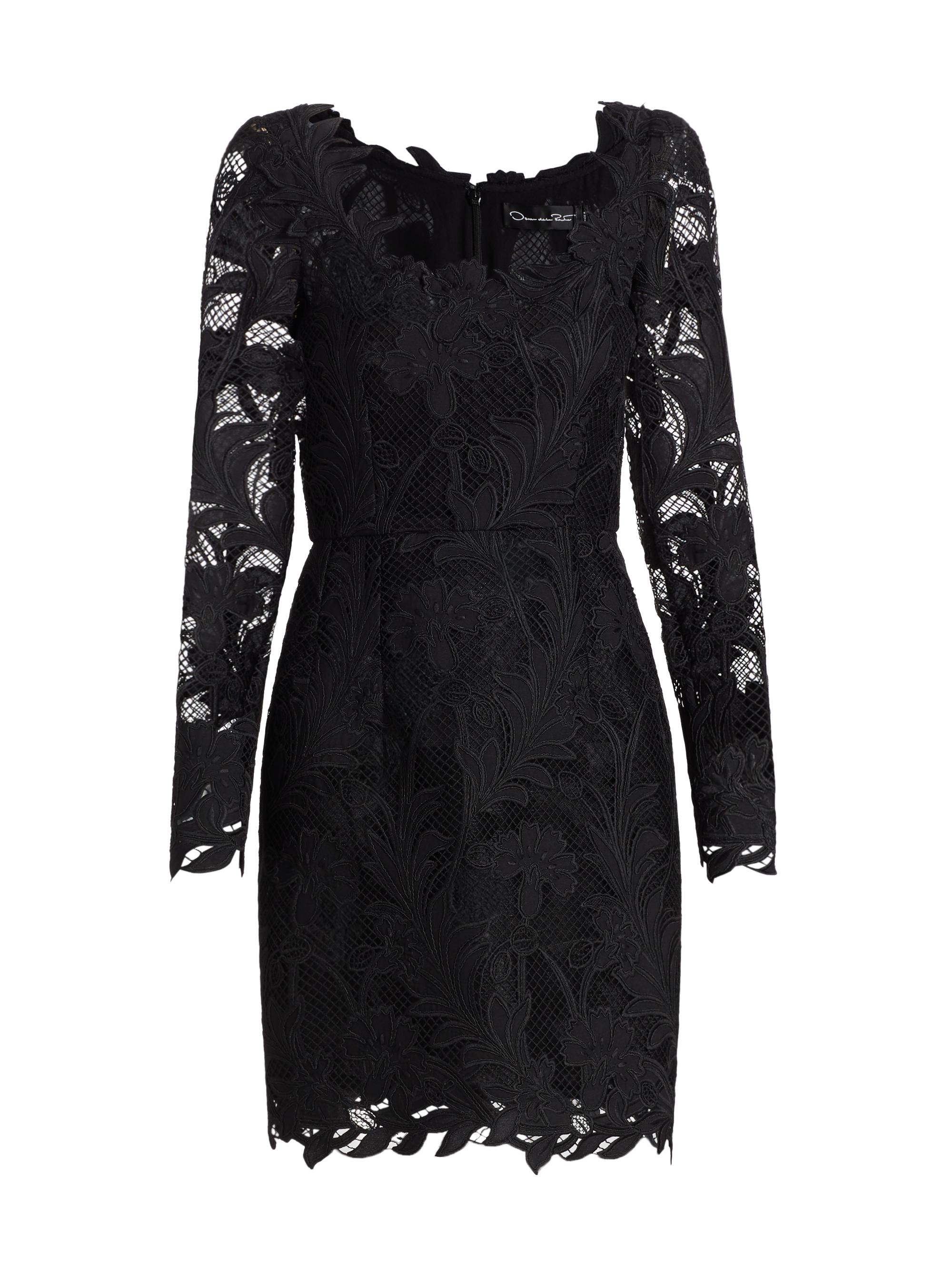 Oscar de la Renta Women's Marbled Carnation Guipure Minidress - Black