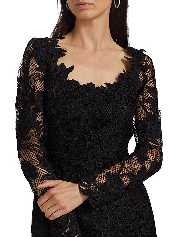 Shop Oscar de la Renta Marbled Carnation Guipure Minidress Shop Oscar de la Renta Marbled Carnation Guipure Minidress