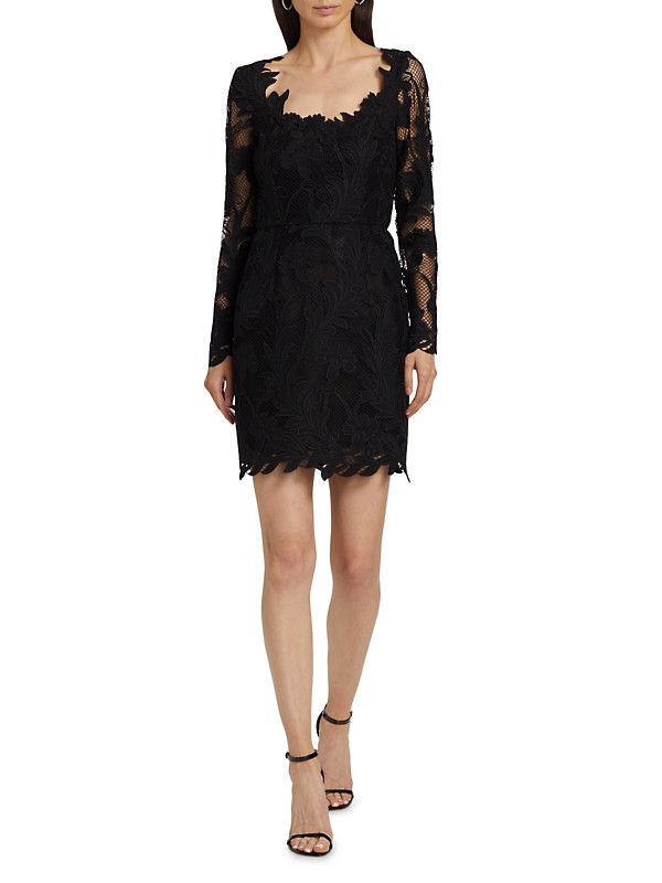 Shop Oscar de la Renta Marbled Carnation Guipure Minidress Shop Oscar de la Renta Marbled Carnation Guipure Minidress
