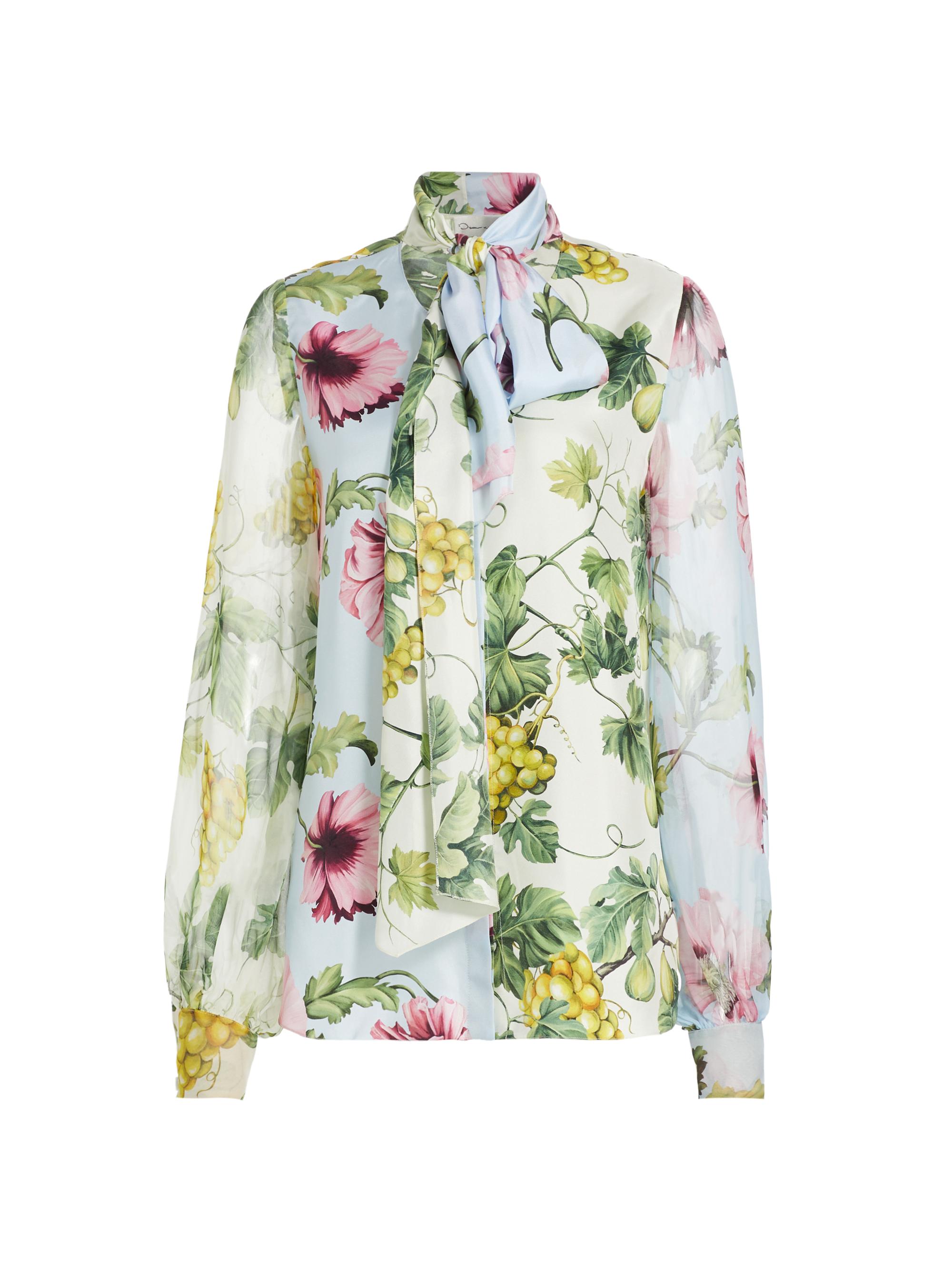 Oscar de la Renta Women's Floral Silk Tieneck Blouse