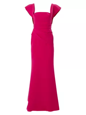 Carolina Herrera Women's Ruched Square-Neck Gown - Cerise Pink