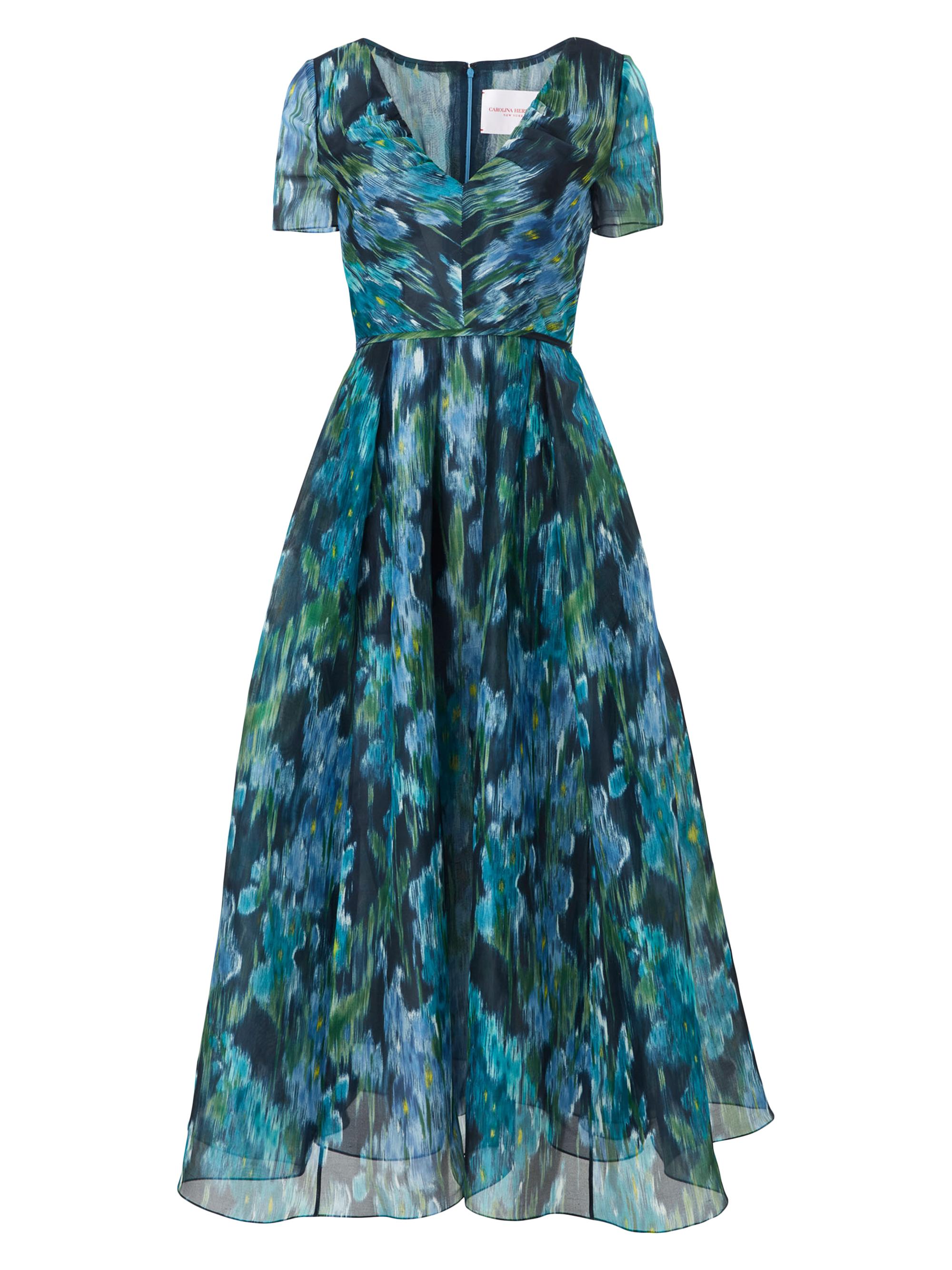Carolina Herrera Women's Floral Silk V-Neck Midi-Dress - Midnight Multi