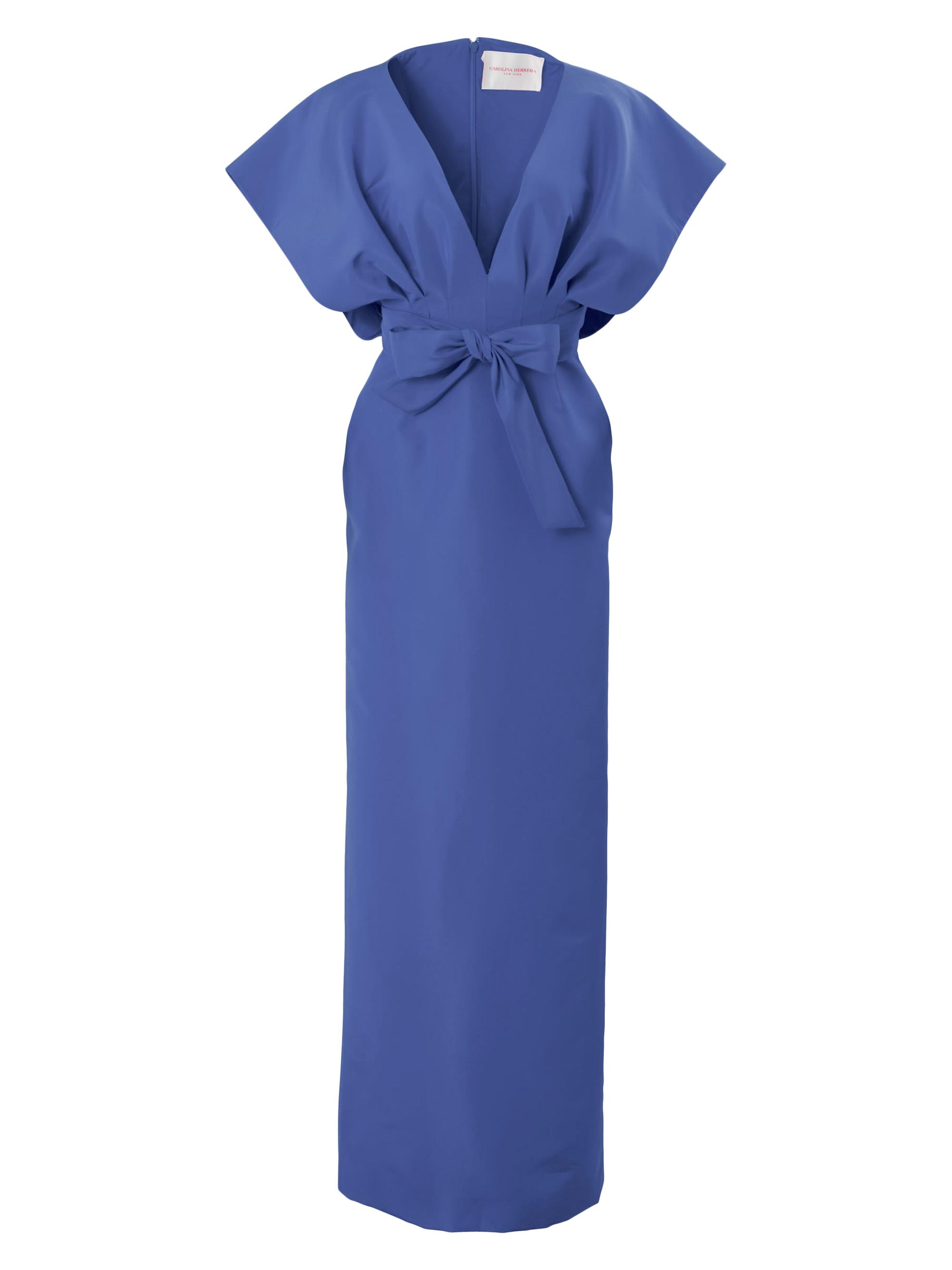 Carolina Herrera Women's Silk V-Neck Column Gown - Delphinium