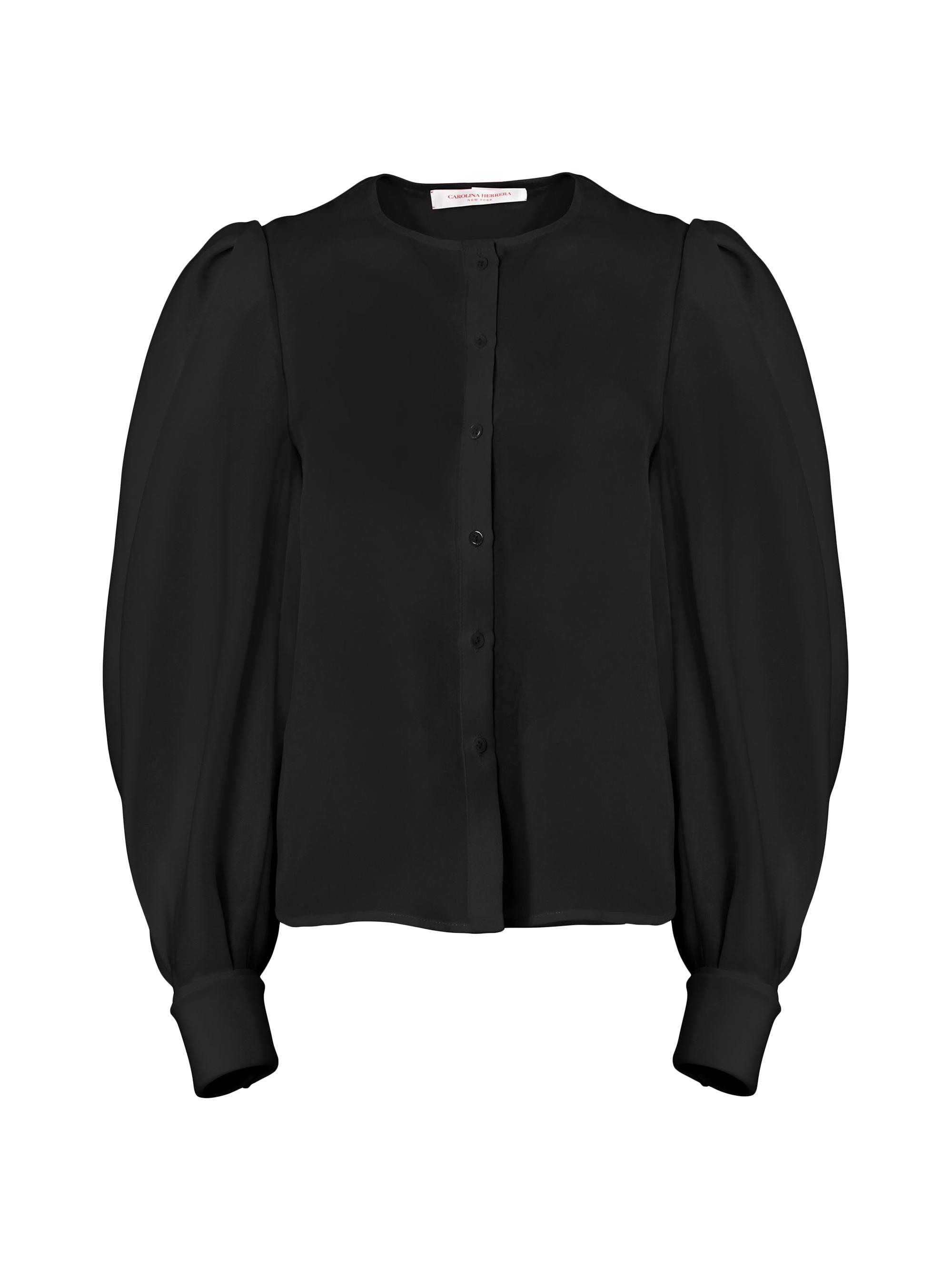 Carolina Herrera Women's Silk Puff-Sleeve Blouse - Black