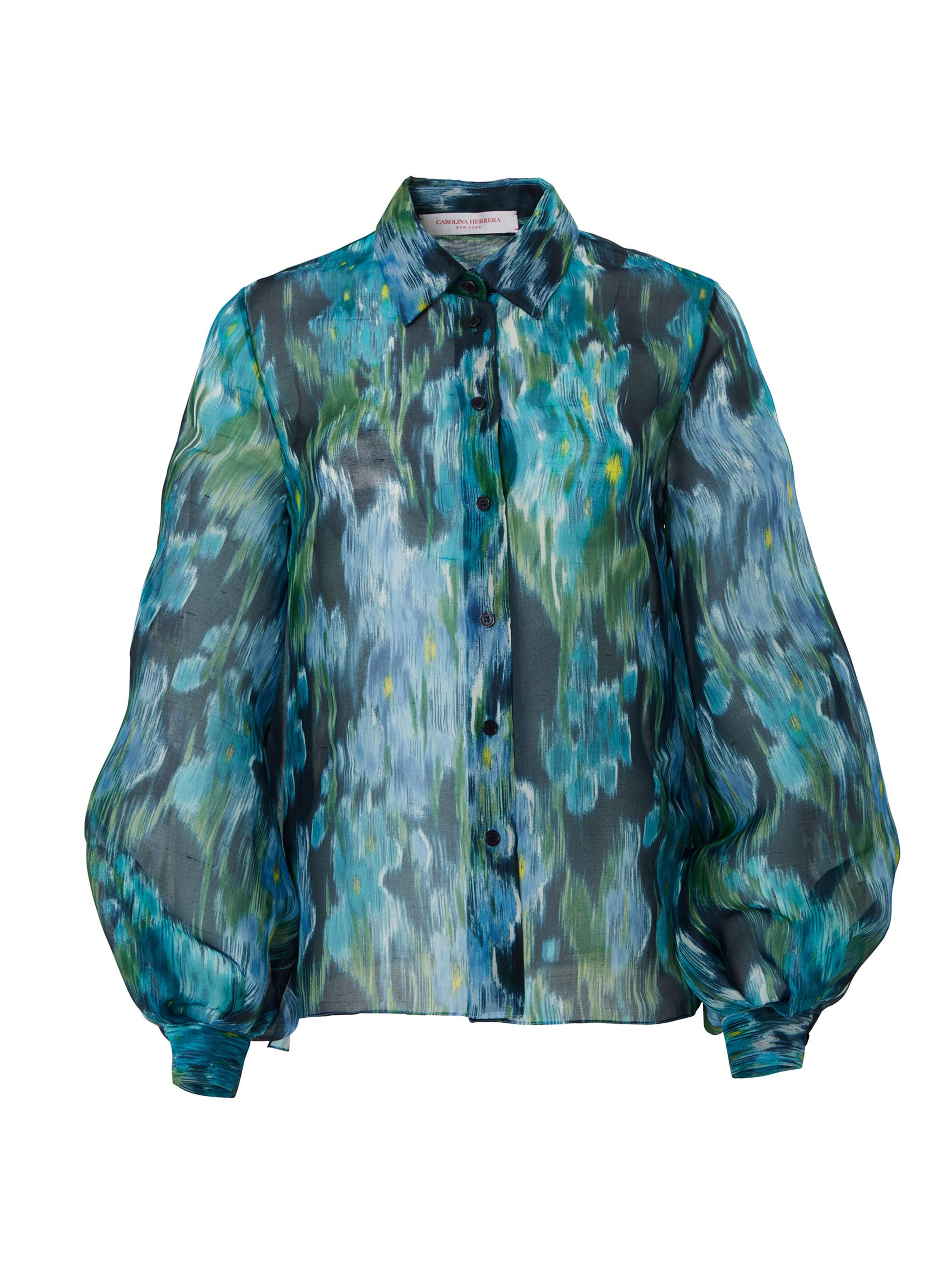 Carolina Herrera Women's Floral Silk Balloon-Sleeve Blouse - Midnight Multi
