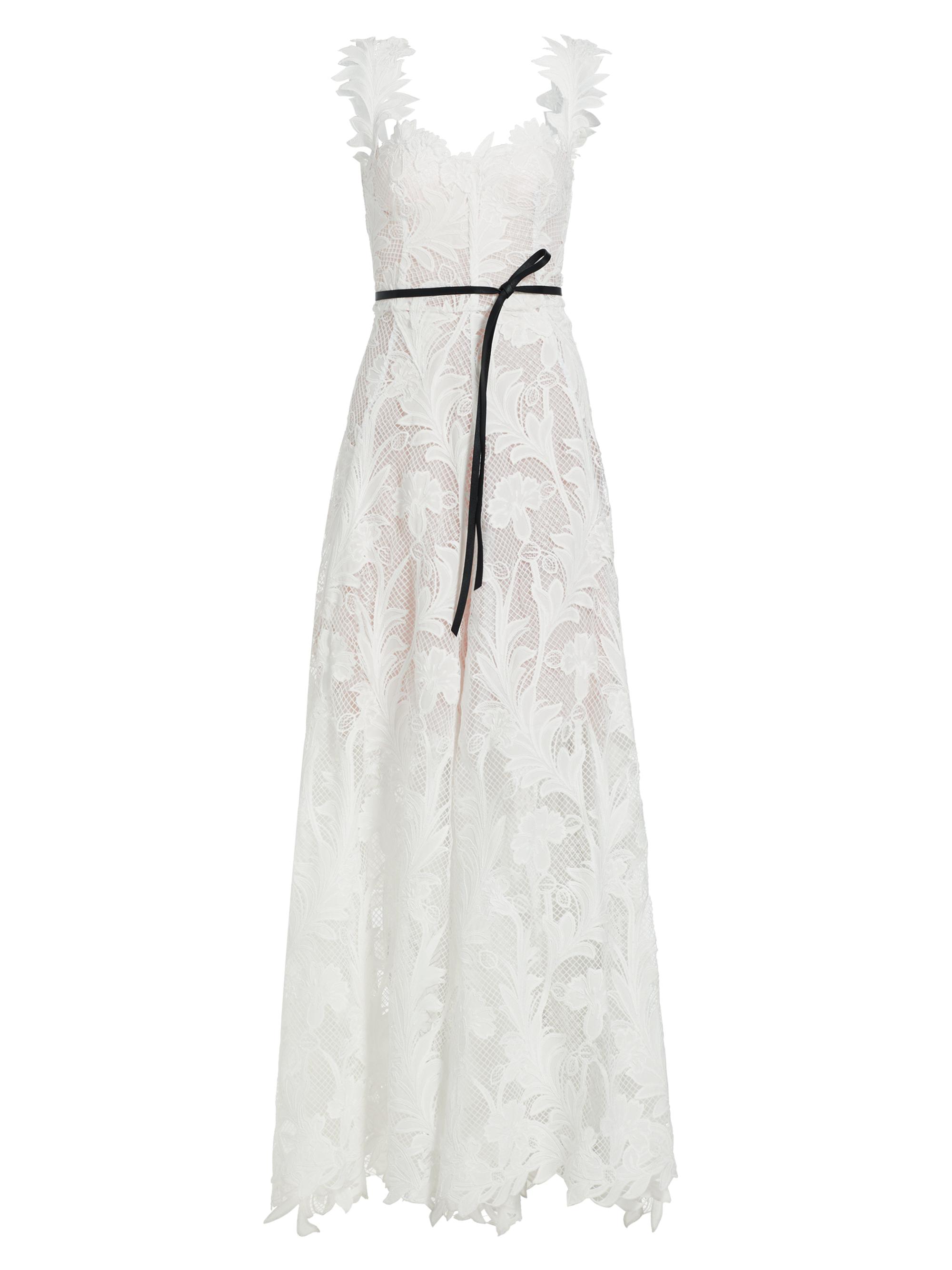 Oscar de la Renta Women's Marbled Carnation Guipure Lace Gown - White