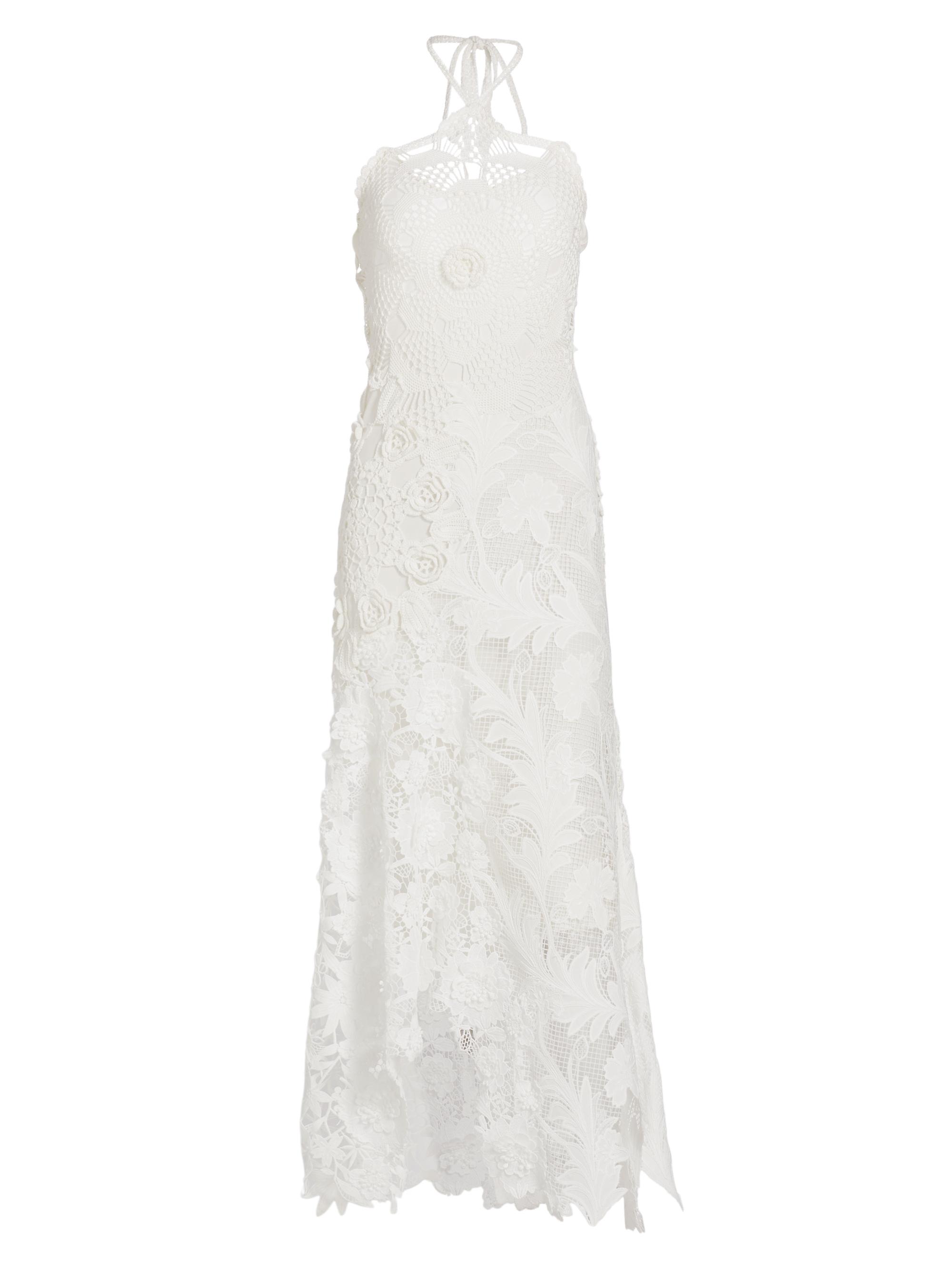 Oscar de la Renta Women's Floral Guipure & Crochet Halter Dress - White