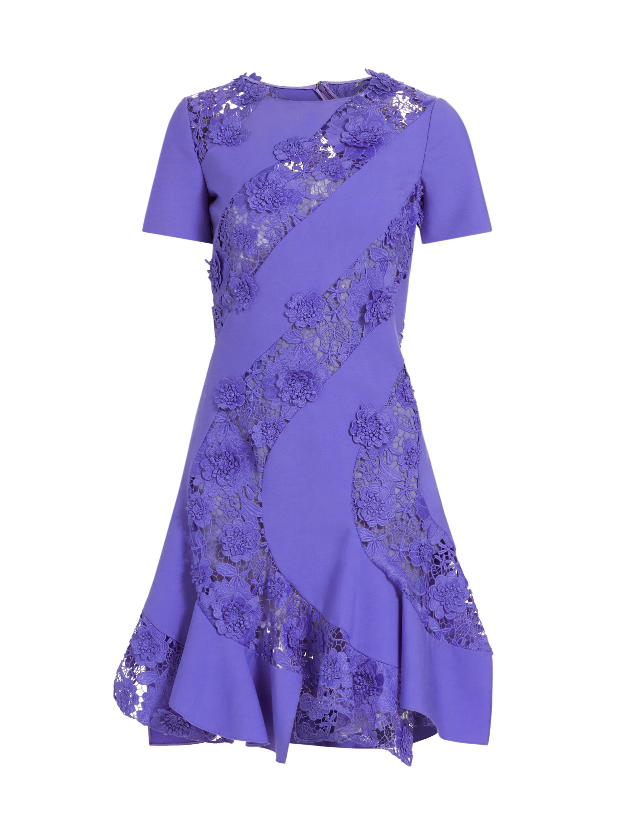 Oscar de la Renta Women's Stretch-Wool Floral Guipure Lace Minidress - Crocus