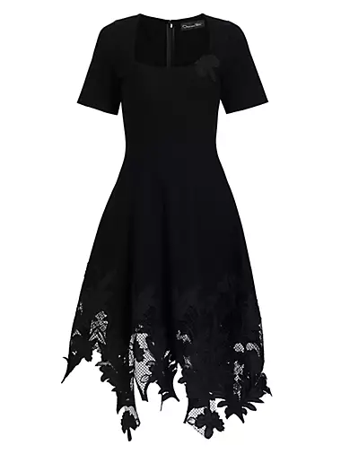 Carnation Guipure Lace Knit Midi-Dress