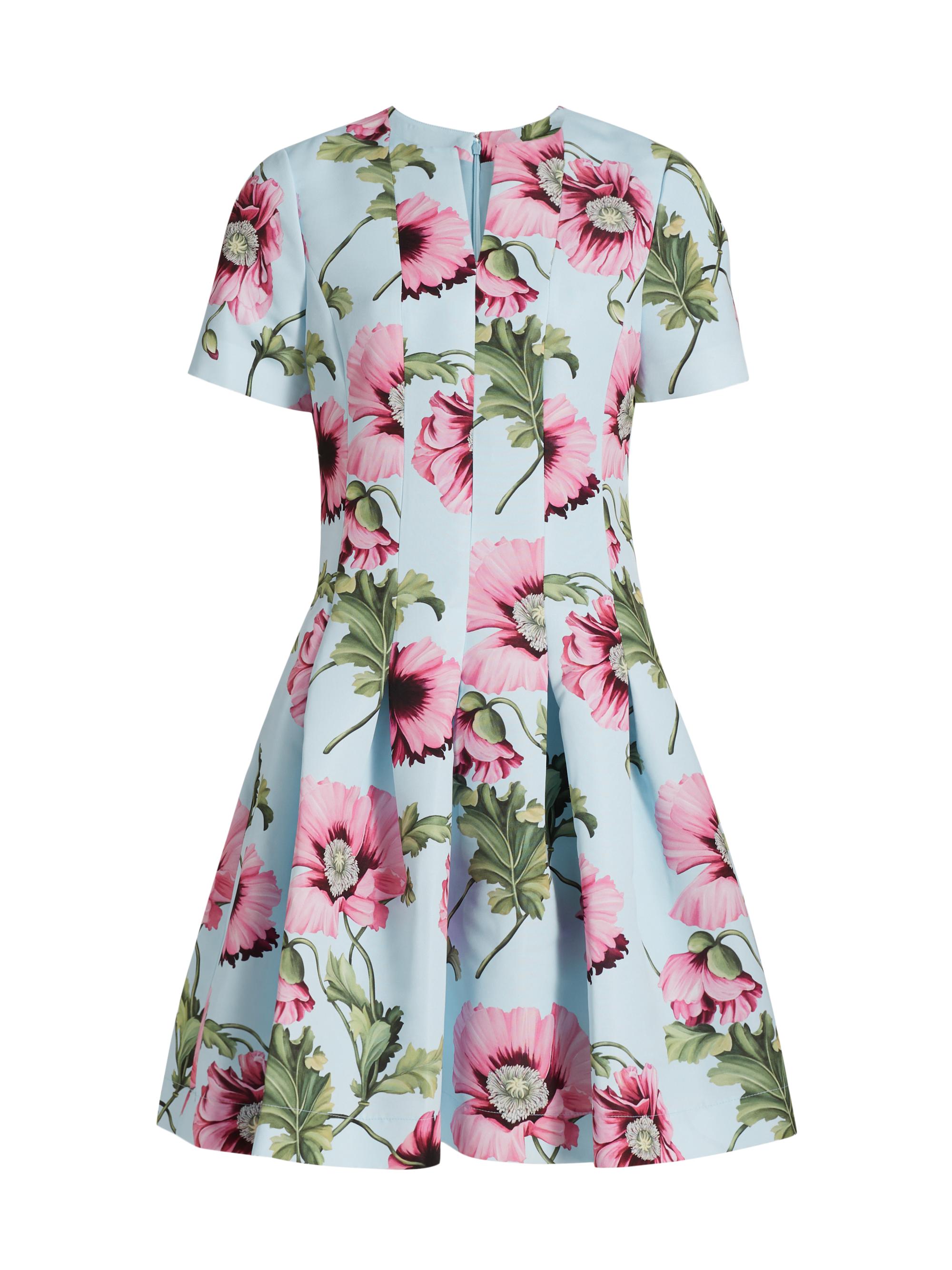 Oscar de la Renta Women's Poppies Faille Fit & Flare Dress - Blue Pink