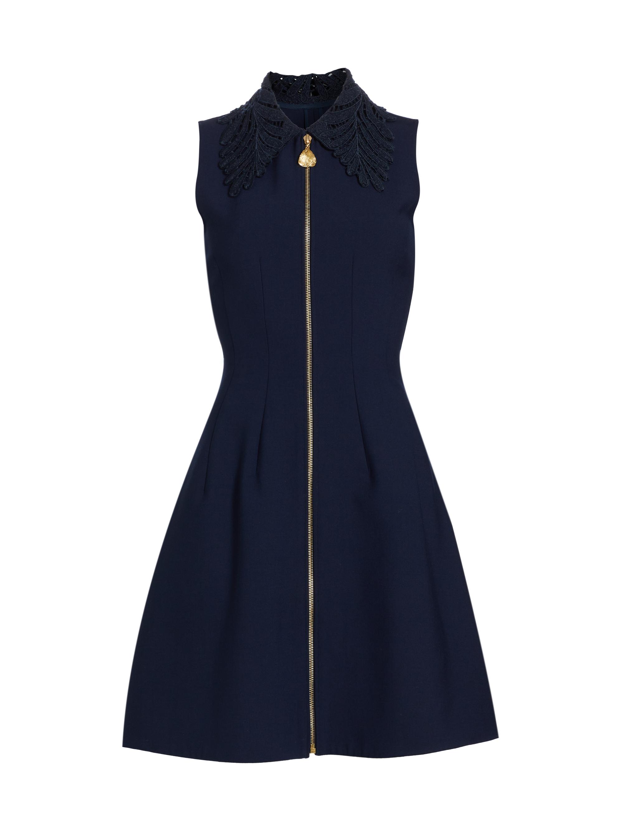 Oscar de la Renta Women's Stretch-Wool Zip Minidress - Navy