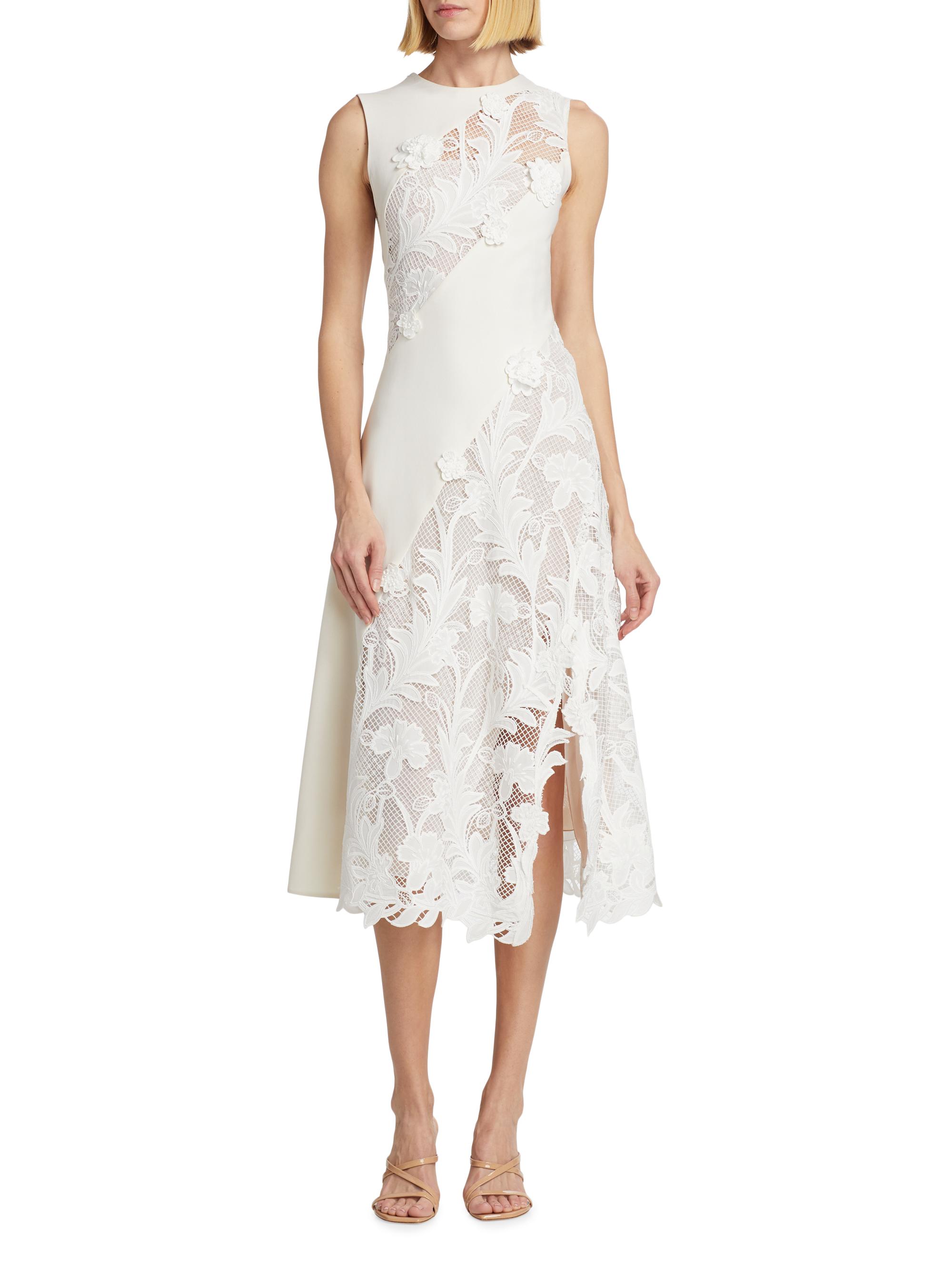Oscar de la Renta Marbled Carnation Guipure Lace Dress