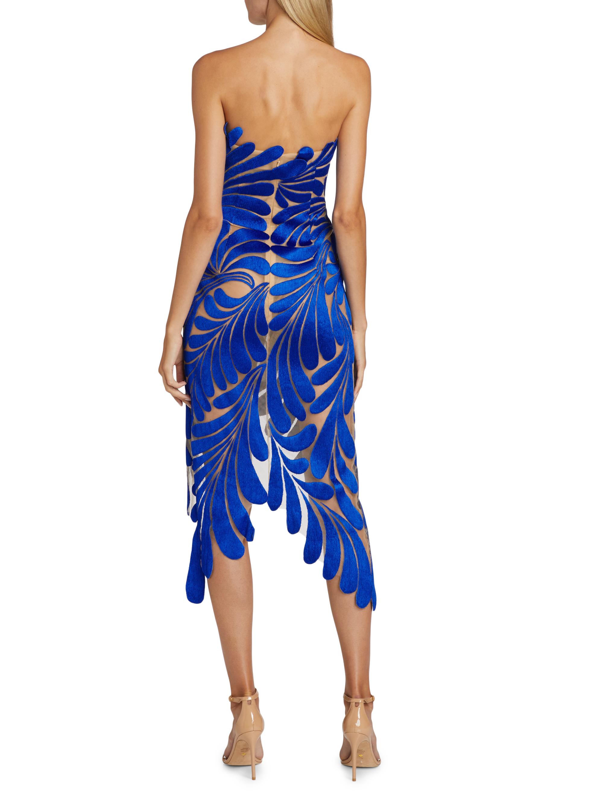 Oscar de la Renta Fern Threadwork Embroidered Cocktail Dress