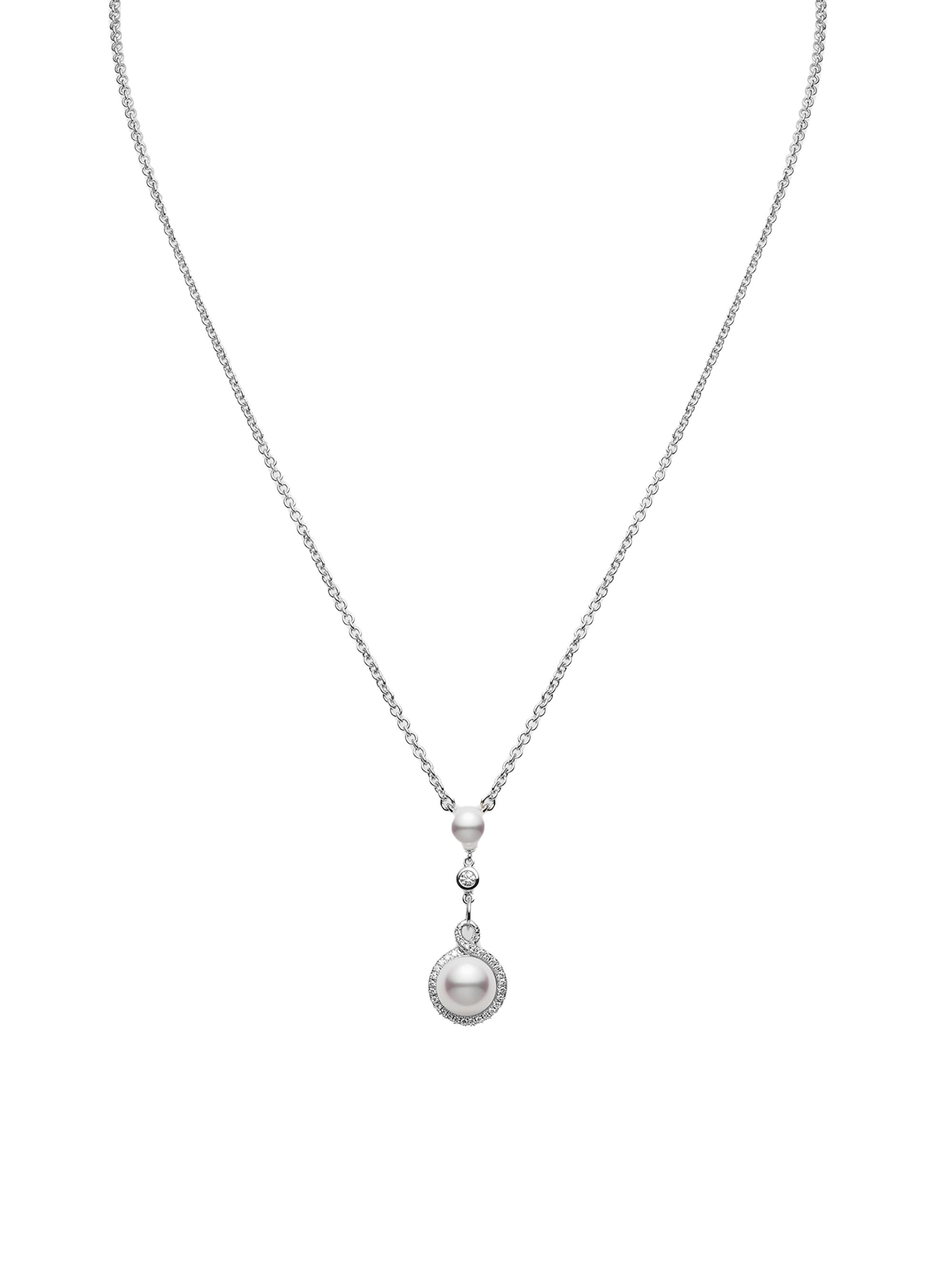 Mikimoto Women's Petit Soleil 18K White Gold, Akoya Pearl & 0.17 TCW Diamond Pendant Necklace - White Gold
