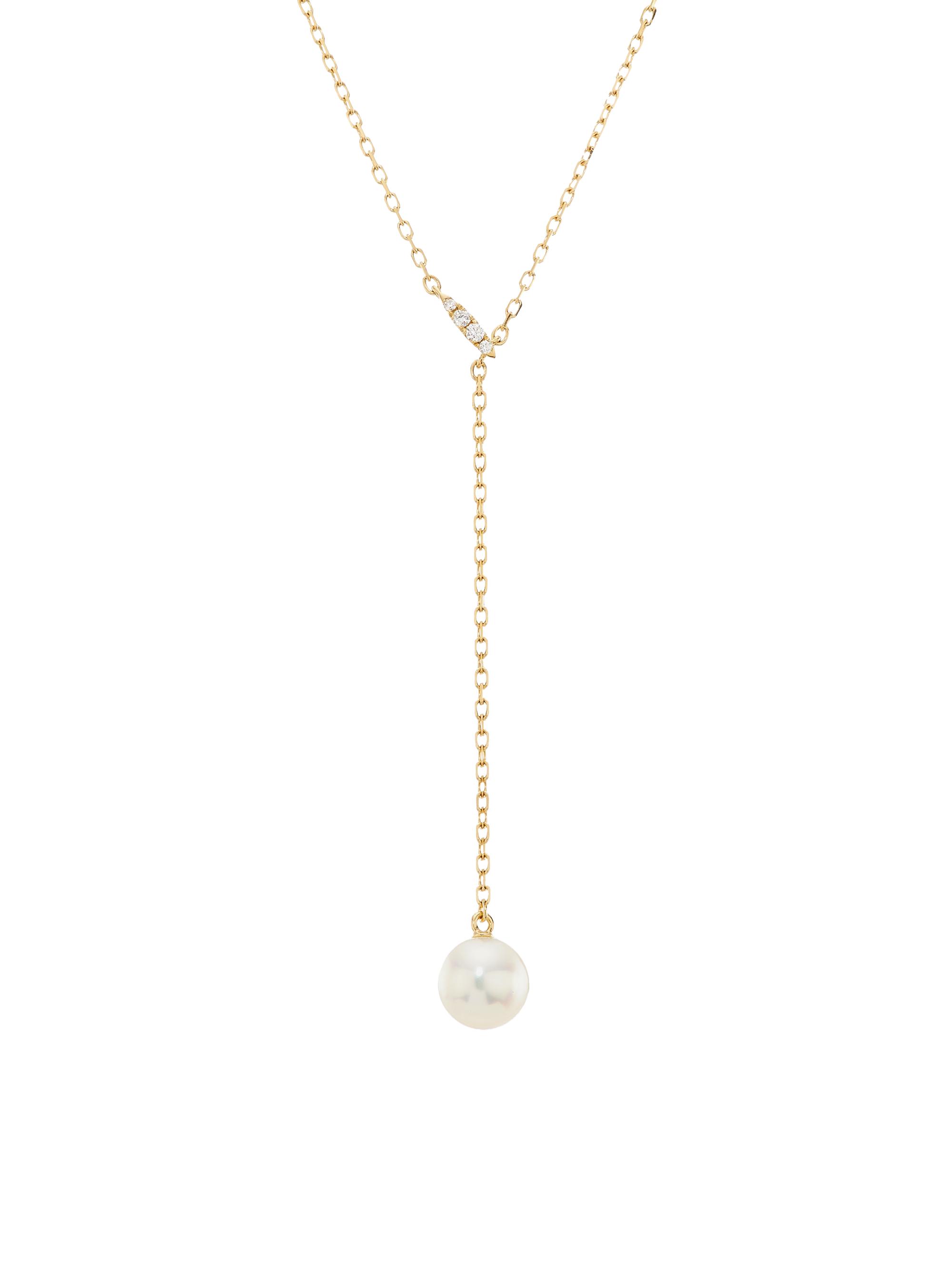 Mikimoto Women's Classic 18K Yellow Gold, Akoya Pearl & 0.03 TCW Diamond Y Necklace - Yellow Gold