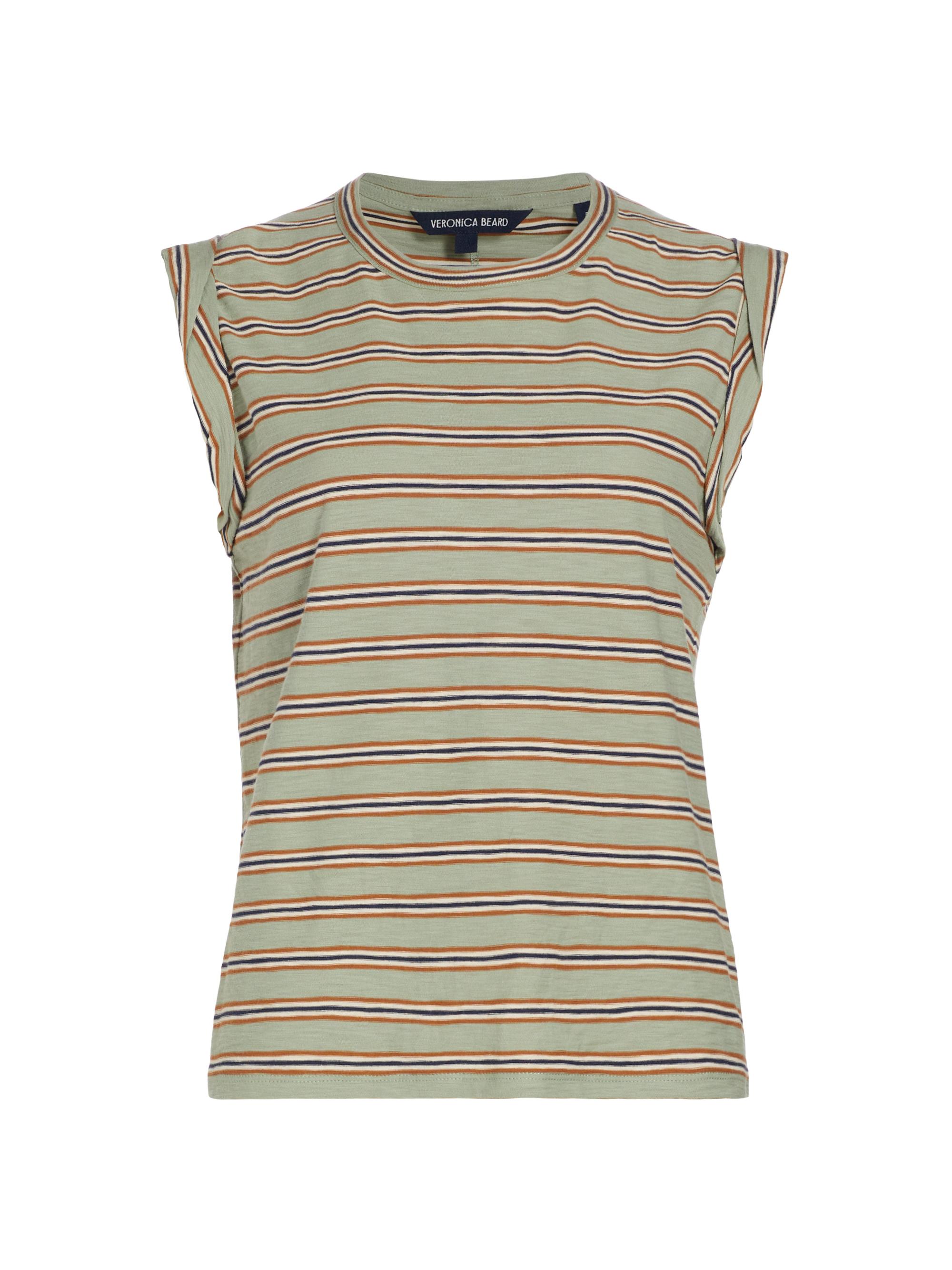 Veronica Beard Women's Dree Striped Jersey Muscle Tee - Sage Multi