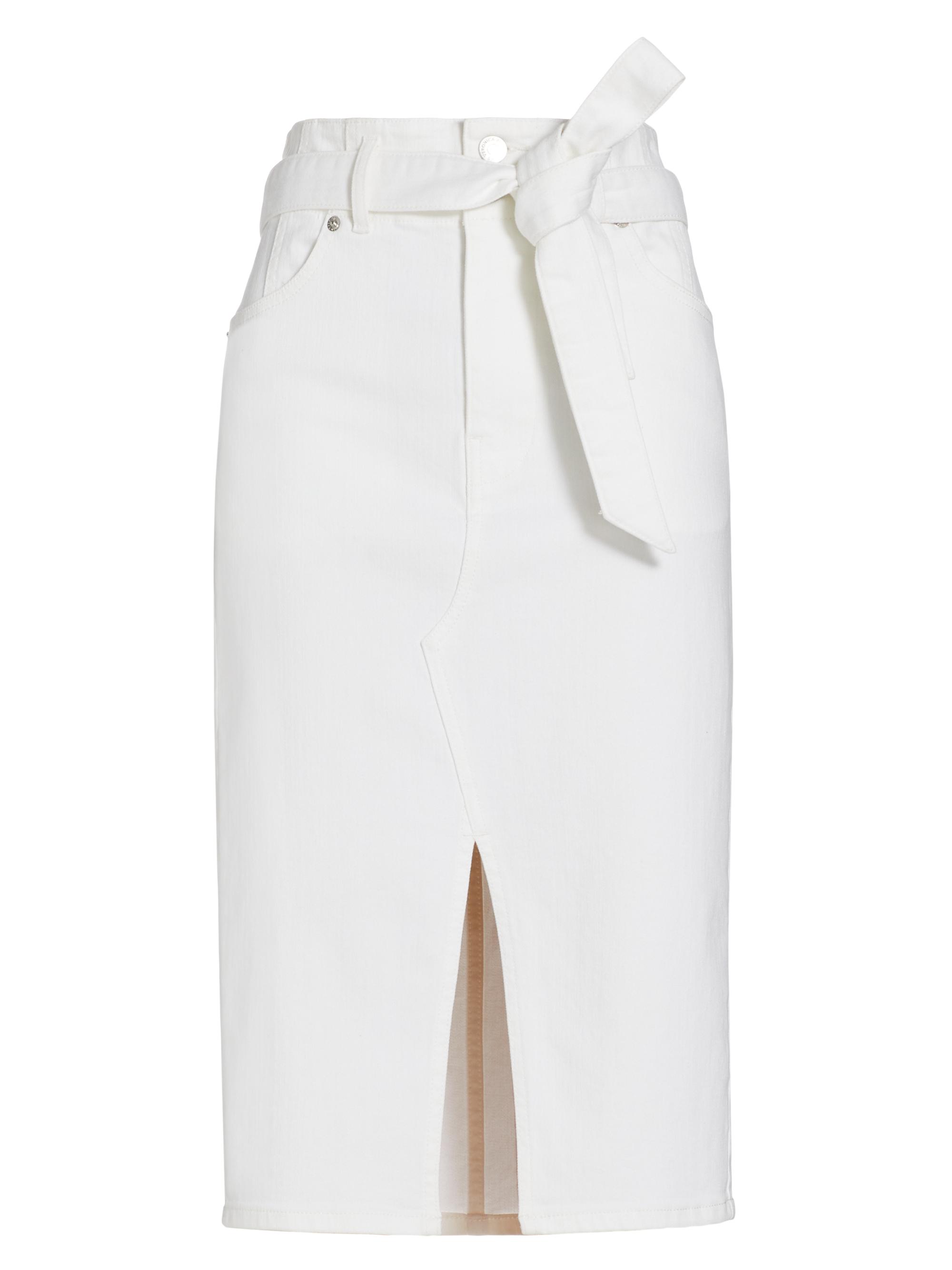 Veronica Beard Women's Nazia Denim Tie-Waist Pencil SKirt - White