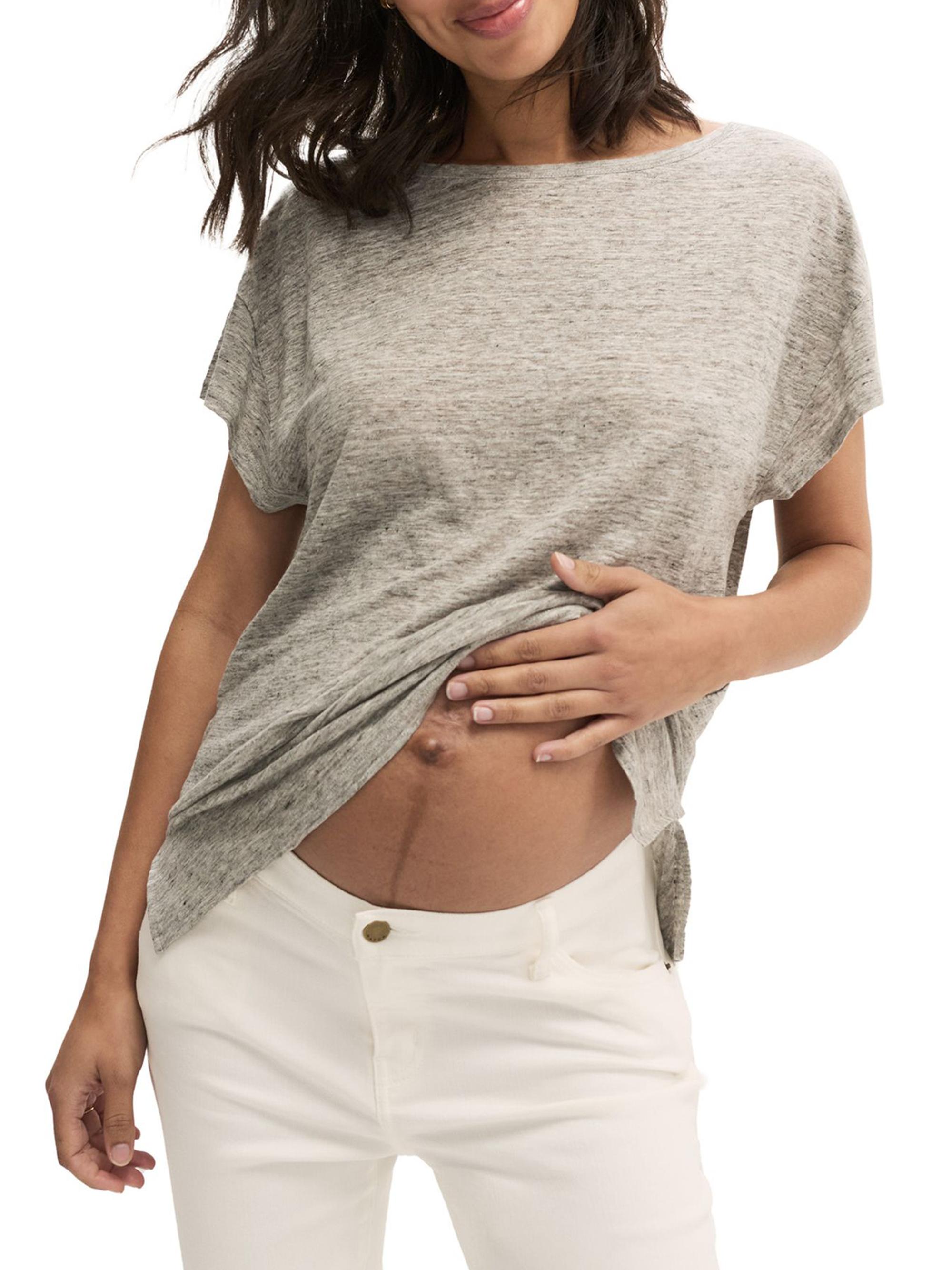 Hatch Women's The Everyday Maternity Linen T-Shirt - Heather Grey