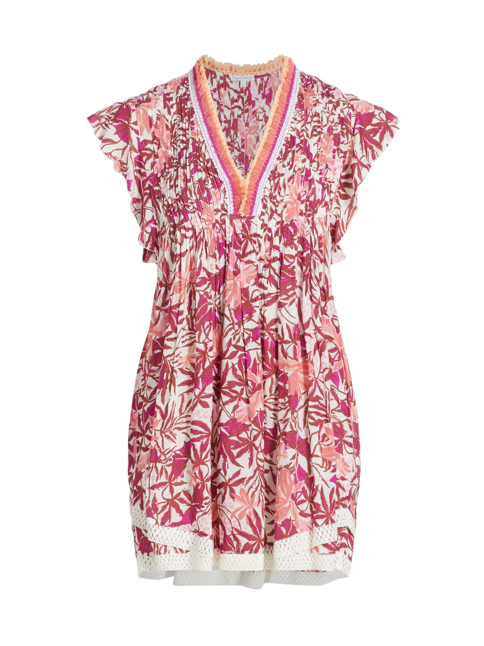 Poupette St Barth Women's Sasha Fringe-Trimmed Floral Minidress - Pink Orchid