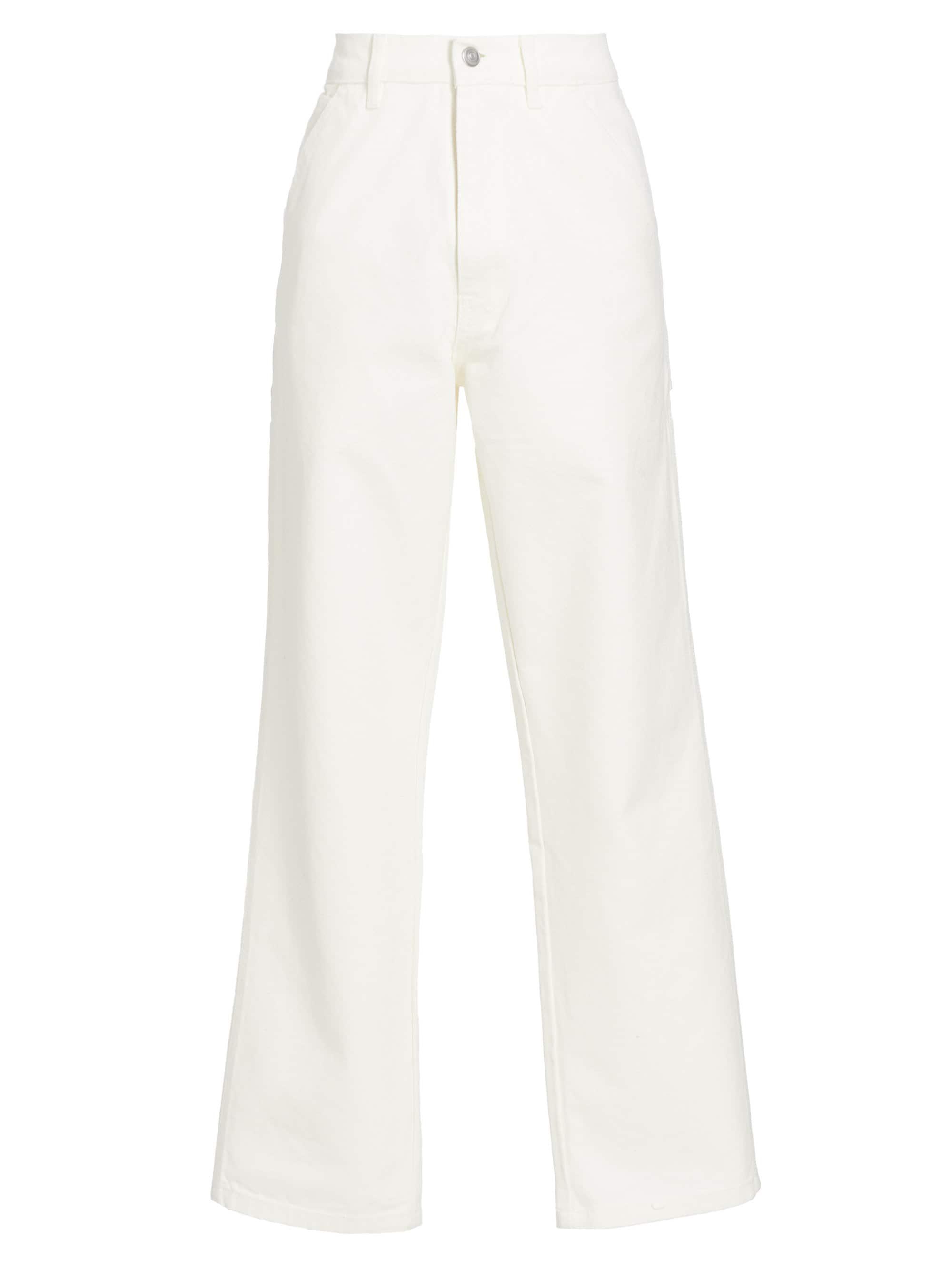 Hommegirls Women's Washed Canvas Work-Wear Pants - White