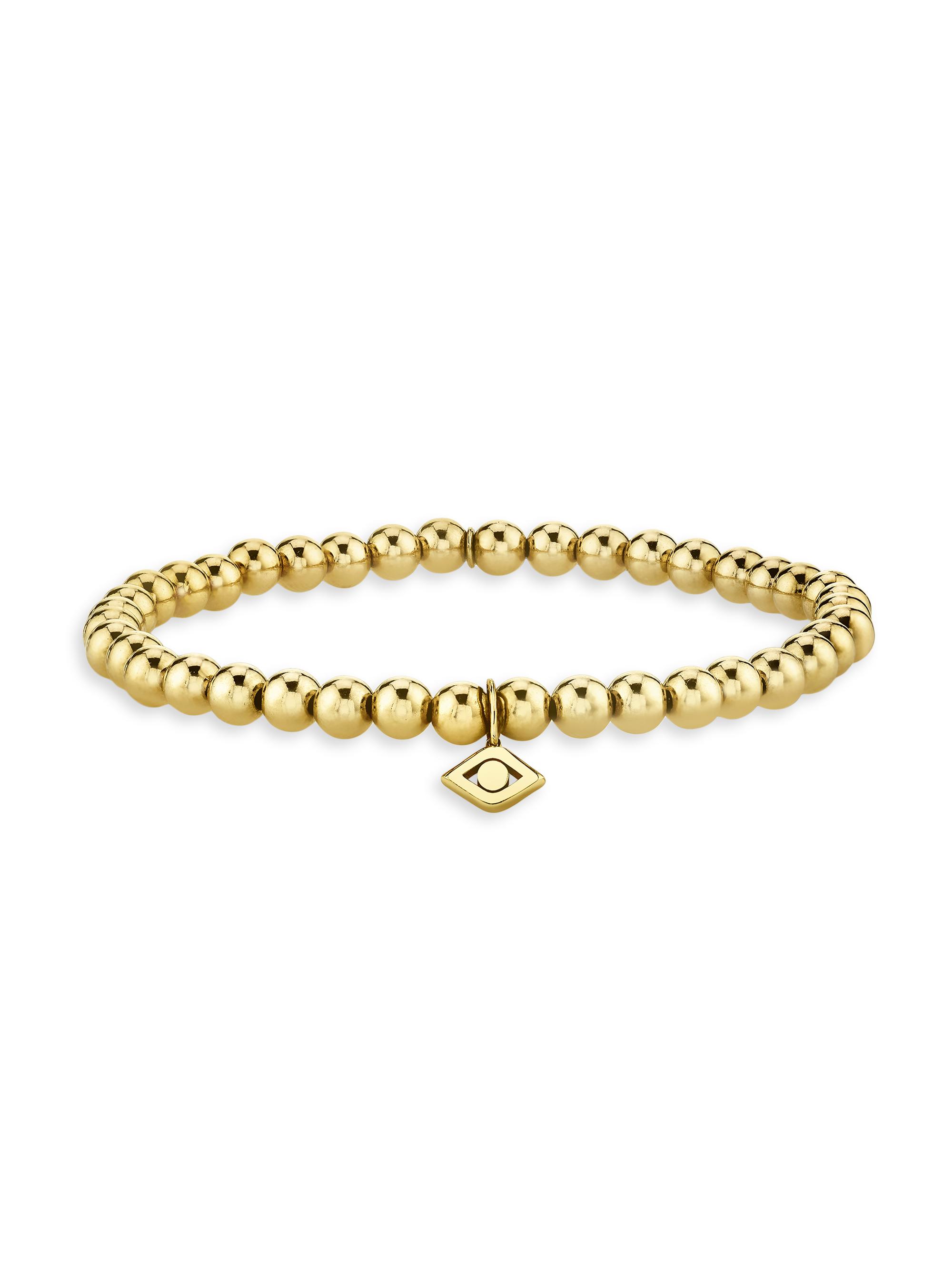 Sydney Evan Women's 14K Yellow Gold Evil Eye Beaded Stretch Bracelet - Yellow Gold