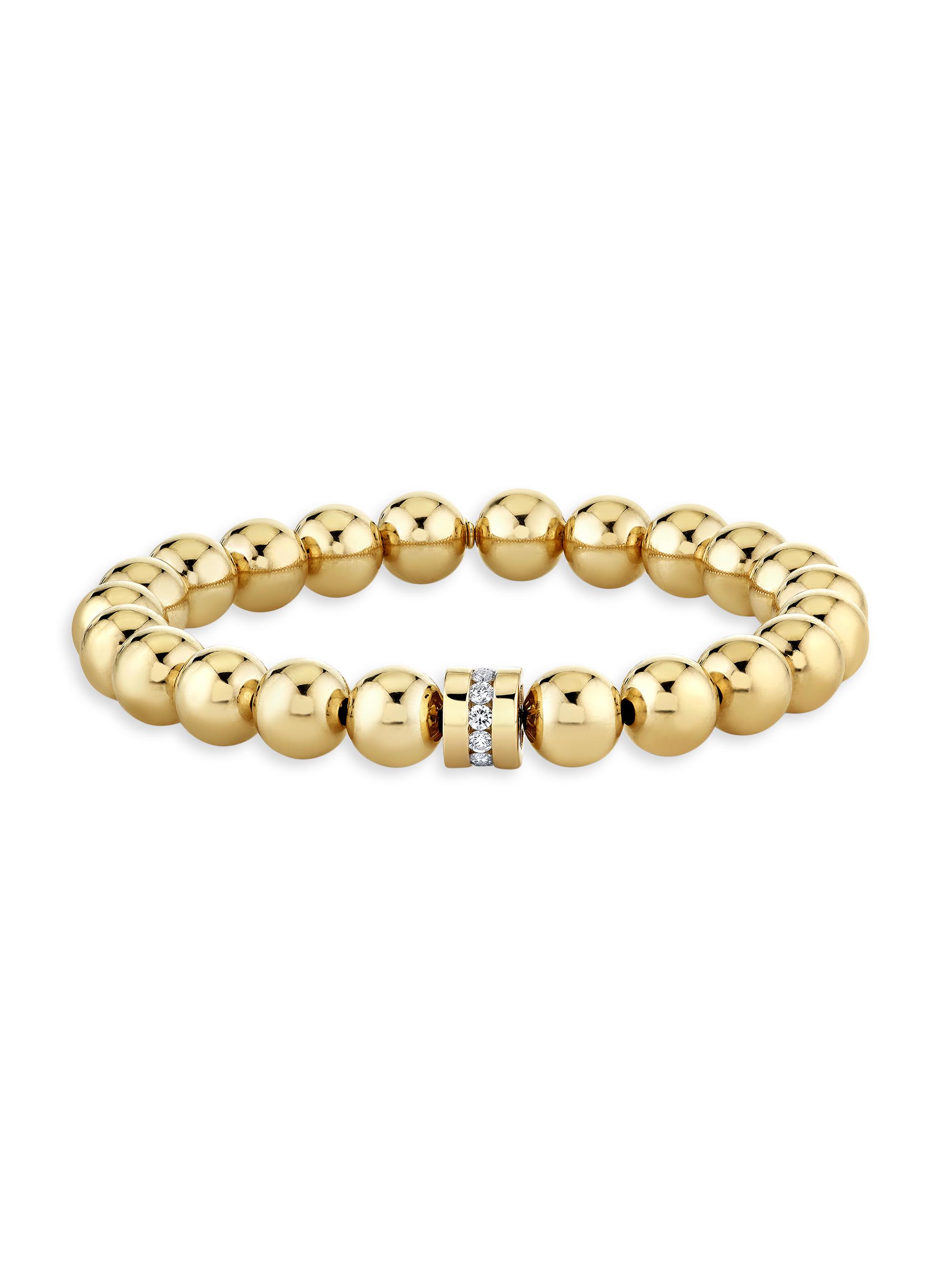 Sydney Evan Women's 14K Yellow Gold & 0.39 TCW Diamond Beaded Stretch Bracelet - Yellow Gold