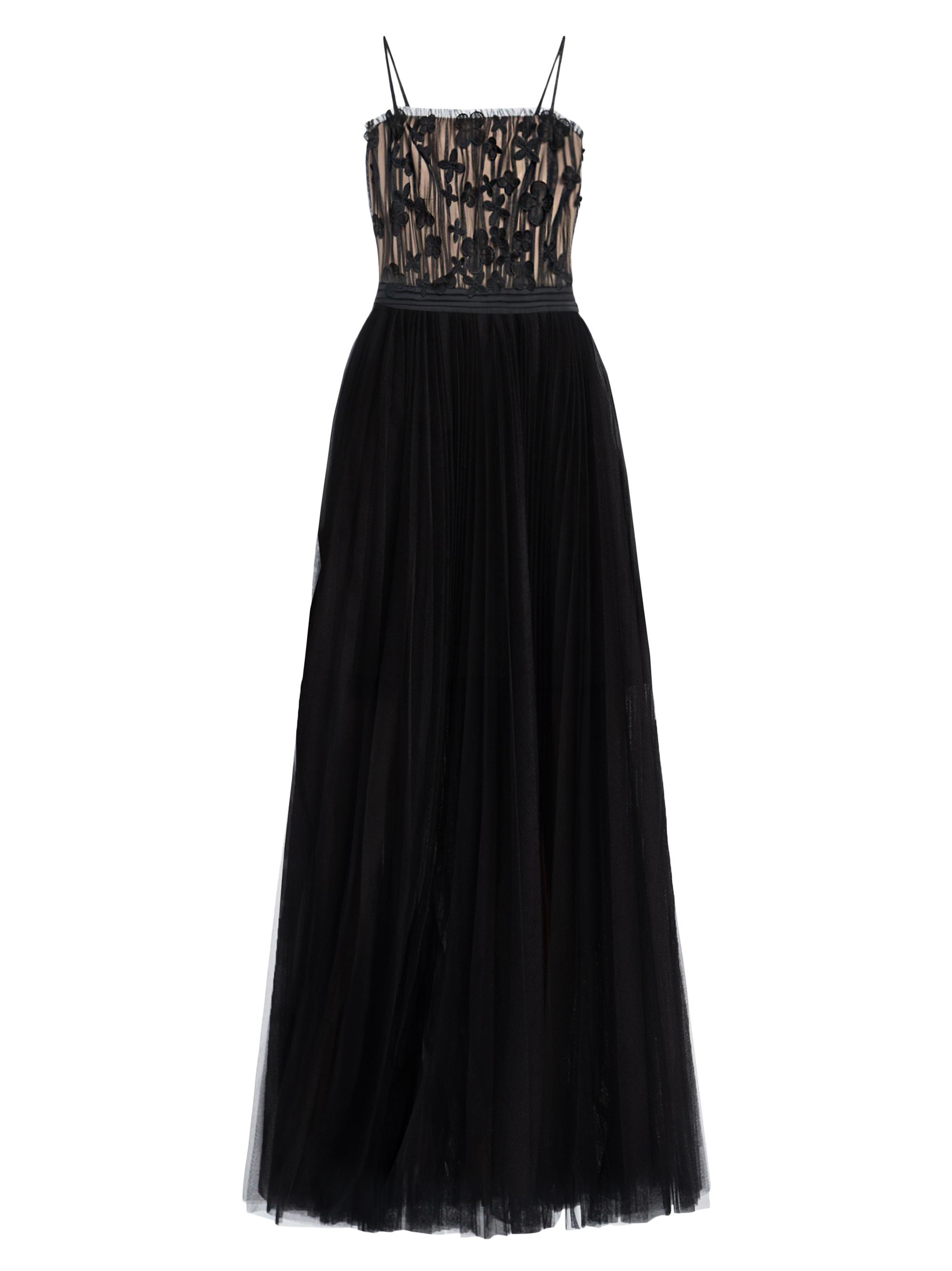 Zac Posen Women's Flower Appliqué Tulle Gown - Black