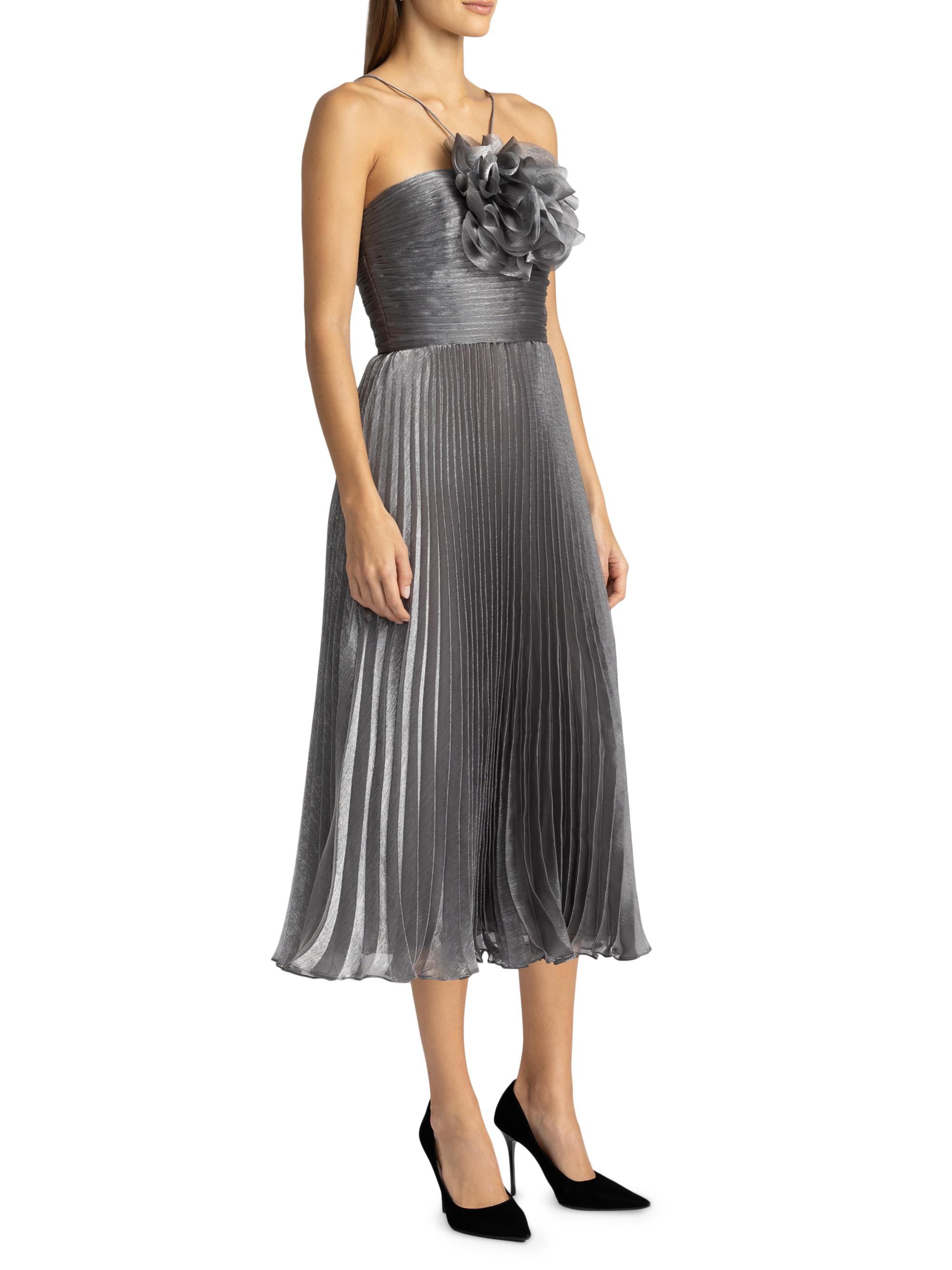 THEREDTHREAD☆S oval pleats dress☆グレー THEREDTHREAD / ザレッドスレッド】S oval pleats dress