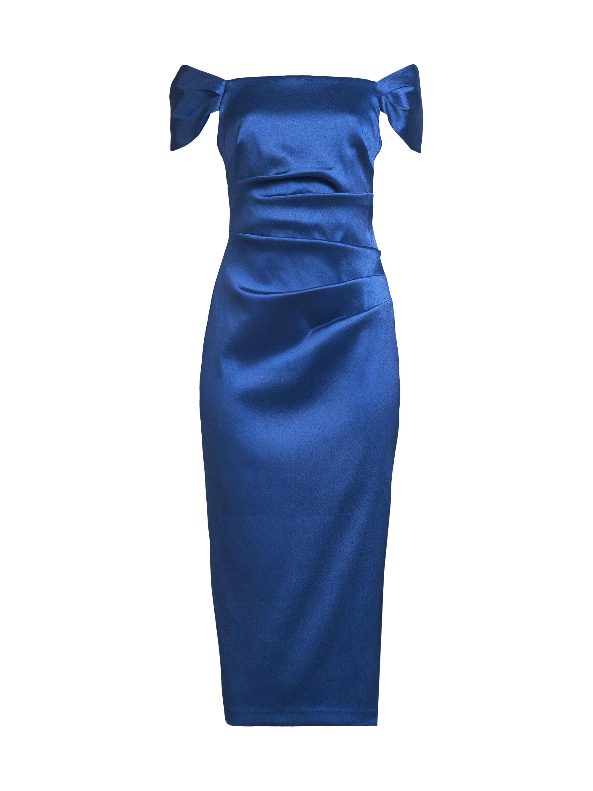 Aidan Mattox Women's Stretch Mikado Off-the-Shoulder Midi-Dress - Deep Ocean