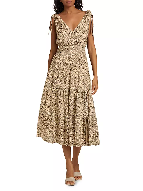 Karlissa Floral Linen-Cotton Midi-Dress