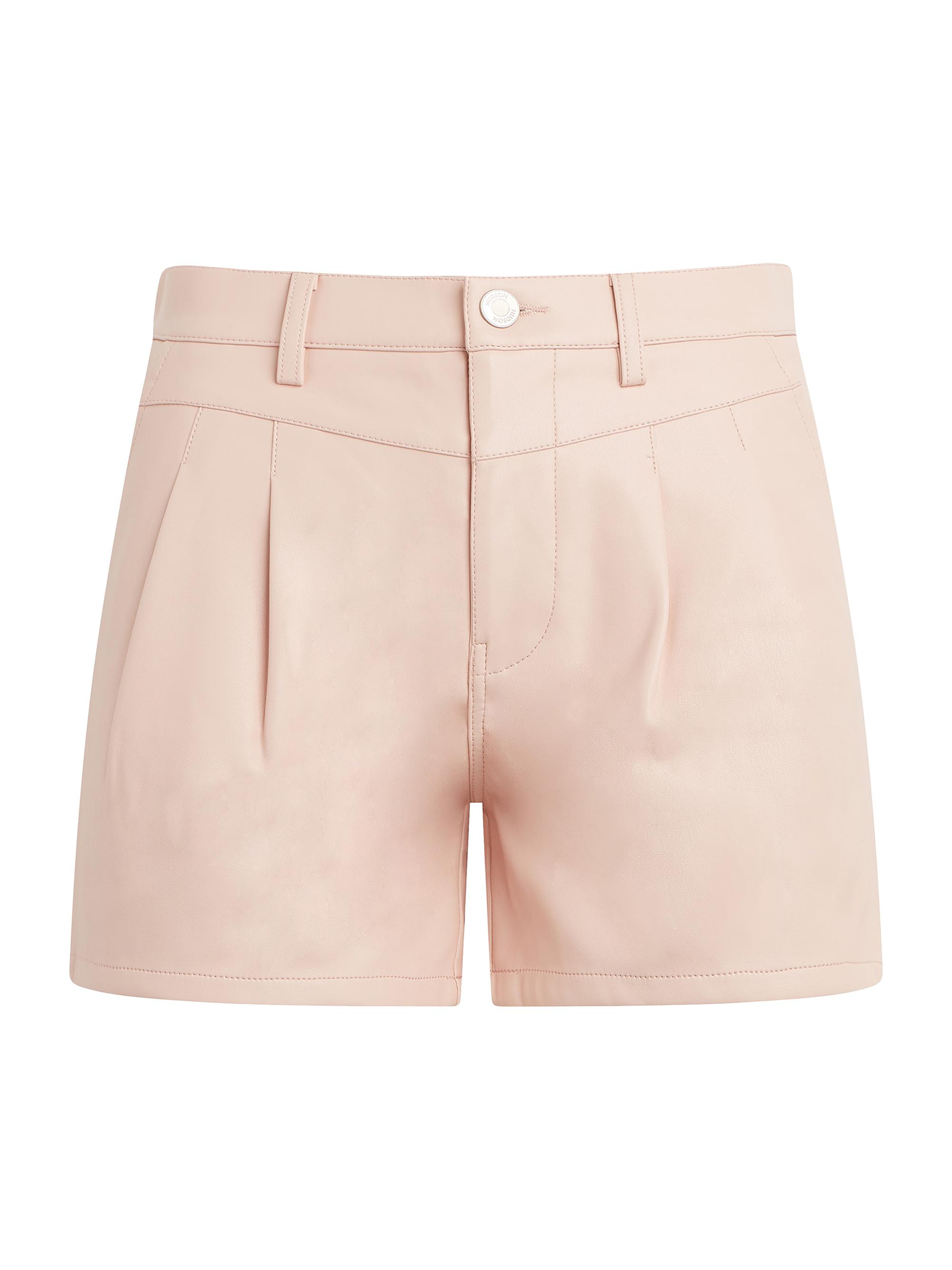Hudson Jeans Women's Faux-Leather Pleated Shorts - Cameo Rose