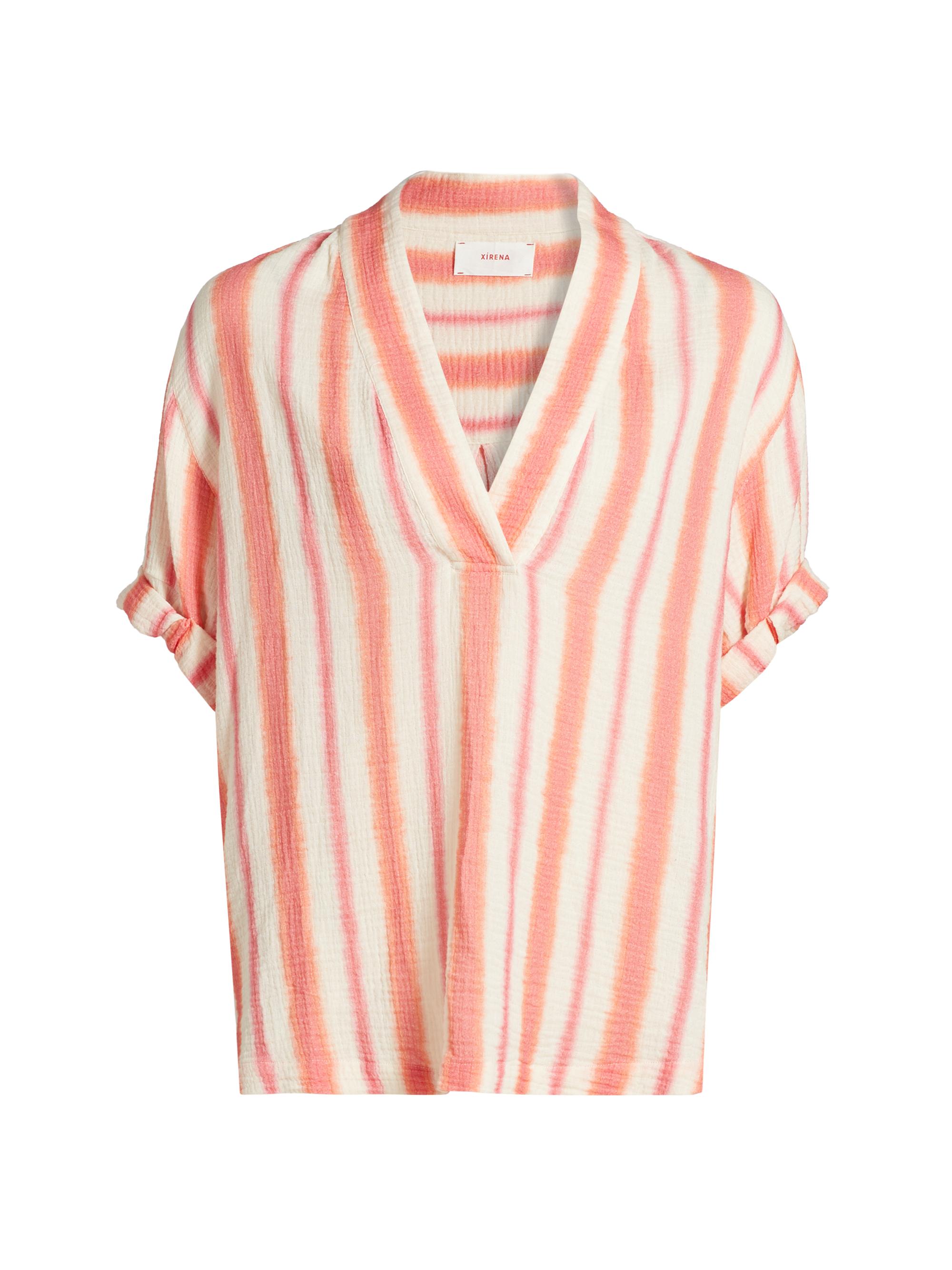 XÍRENA Women's Decker Geometric Cotton Shirt - Sunset Pink