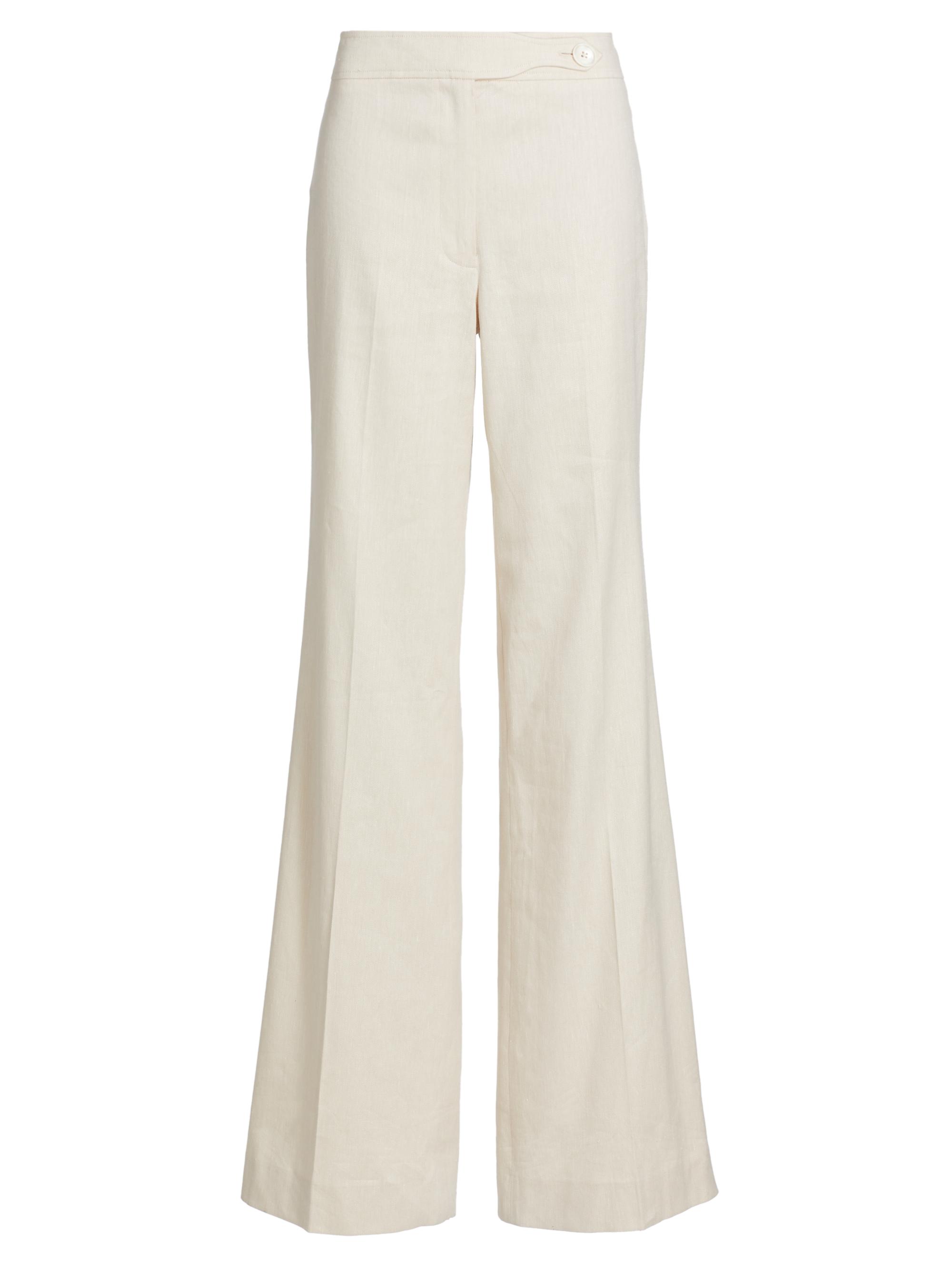 Derek Lam 10 Crosby Women's Owen Linen-Blend Flared Trousers - Almond
