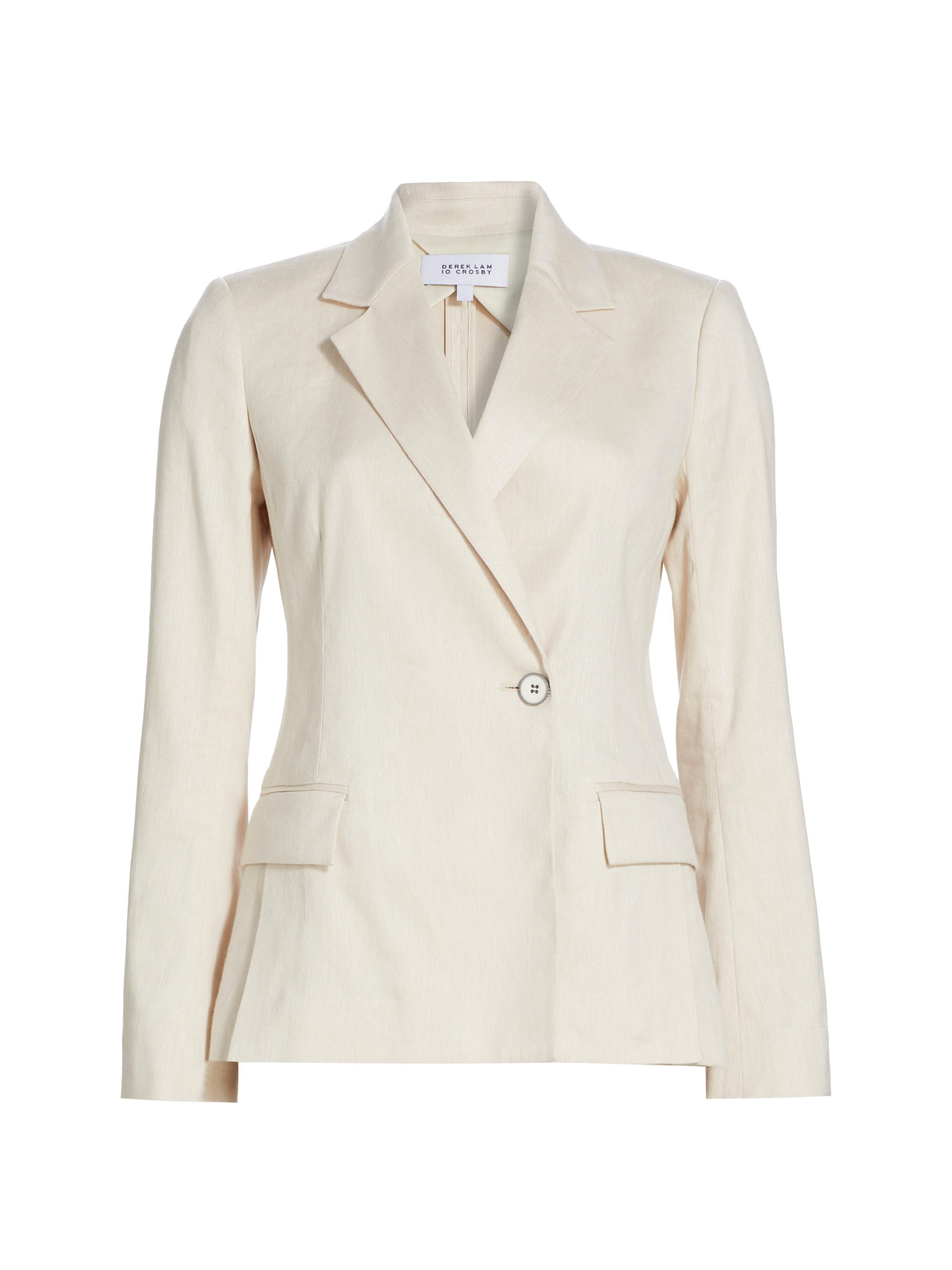 Derek Lam 10 Crosby Women's Mateo Linen-Blend Blazer - Almond