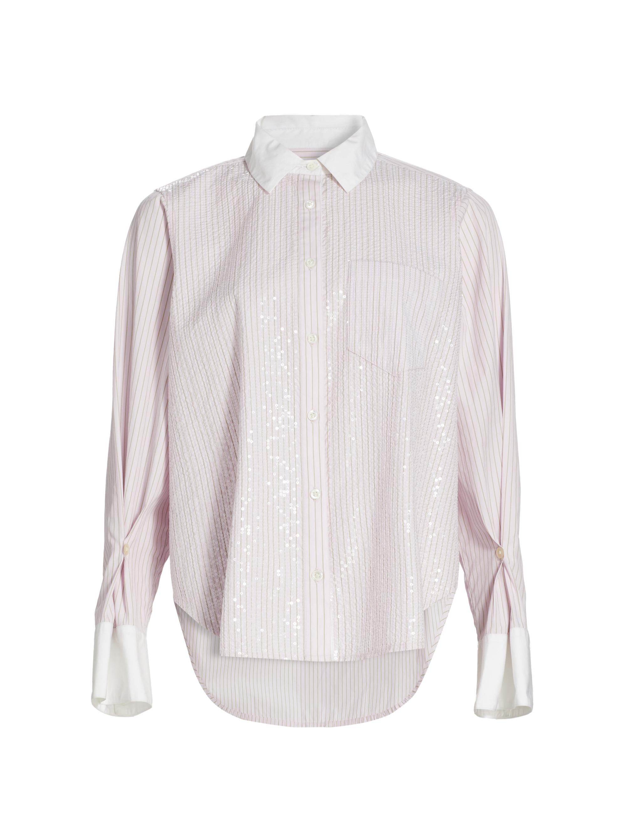 Derek Lam 10 Crosby Women's Wesley Sequined Striped Cotton Shirt - Prim Rose Oregano