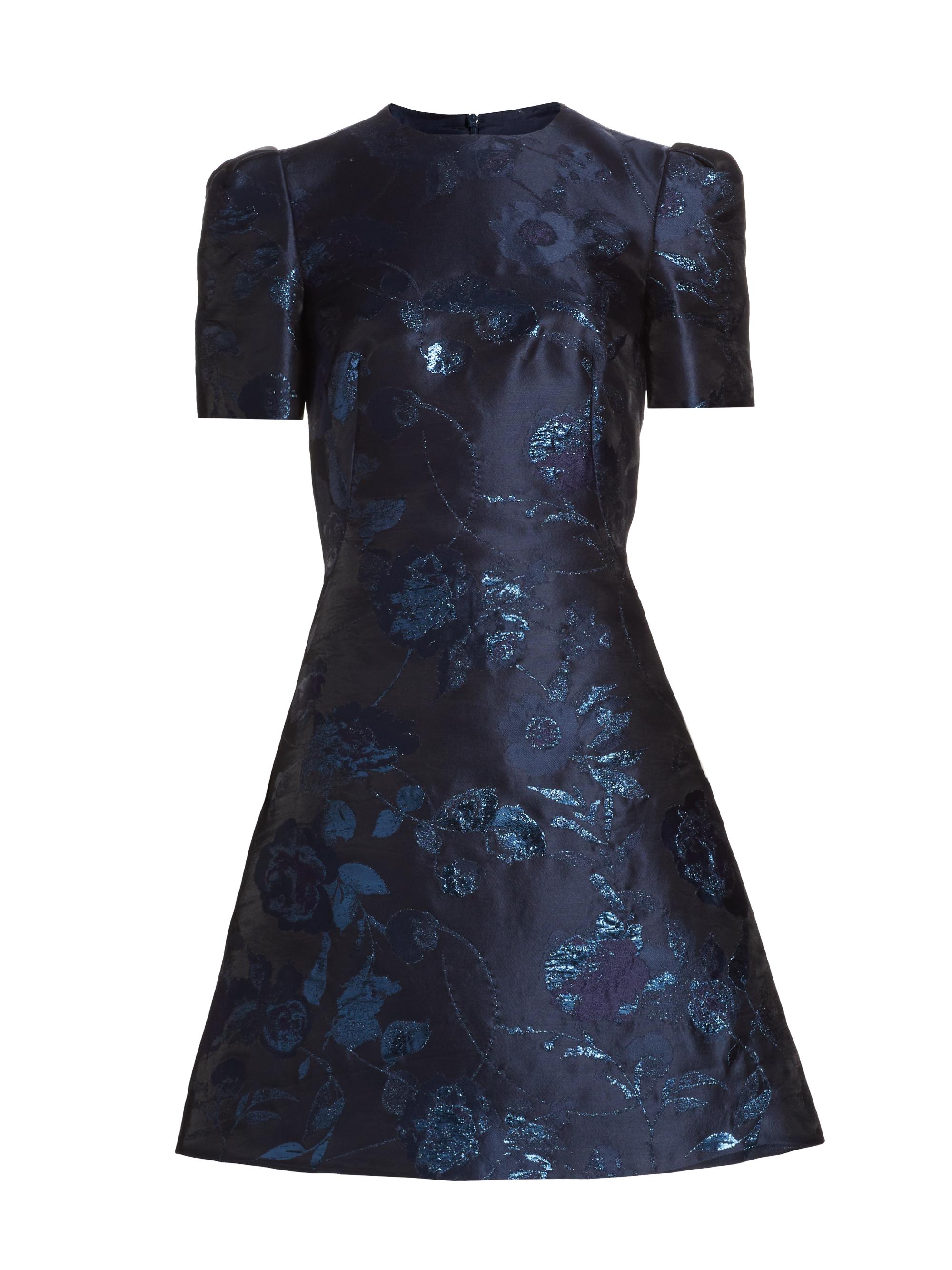 Pamella Roland Women's Floral Silk-Blend Fil Coupé Cocktail Dress - Navy