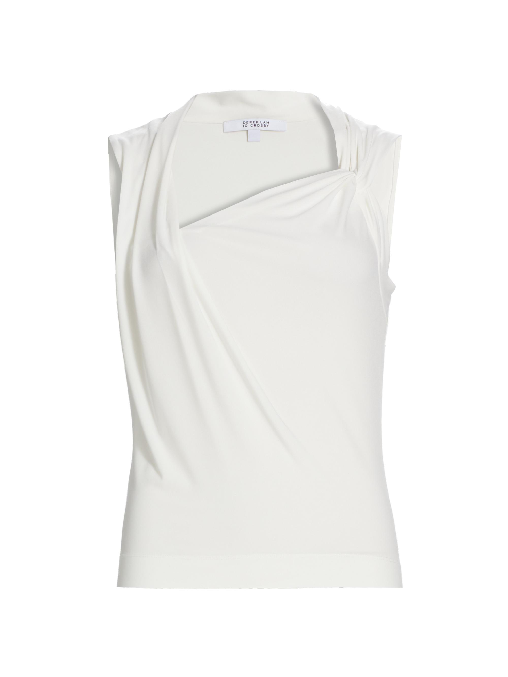 Derek Lam 10 Crosby Women's Alya Asymmetric Draped Top - Blanc De Blanc